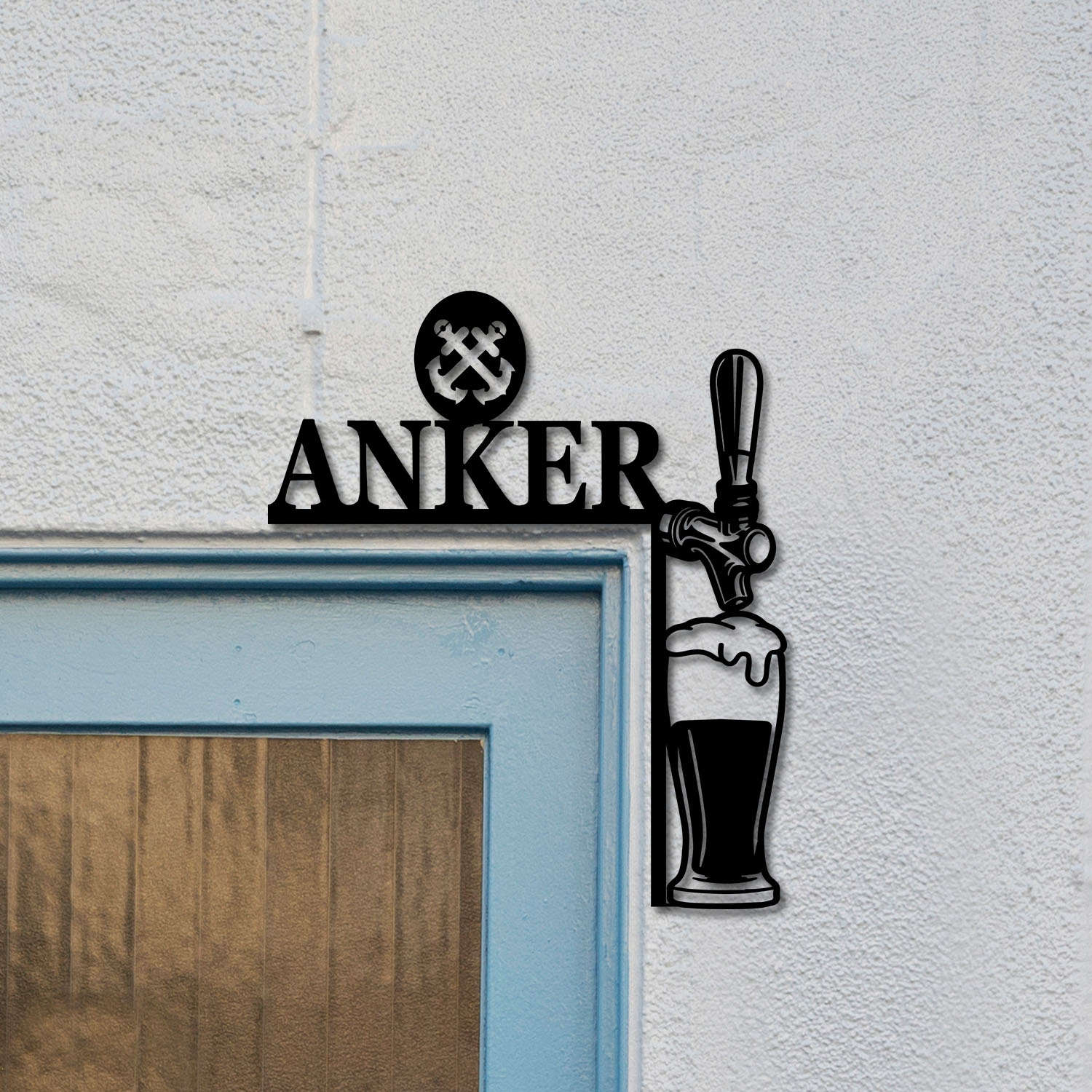 Anker Tap Handle Metal Door Corner Home Bar Pub Frame Topper Sign Decor ...