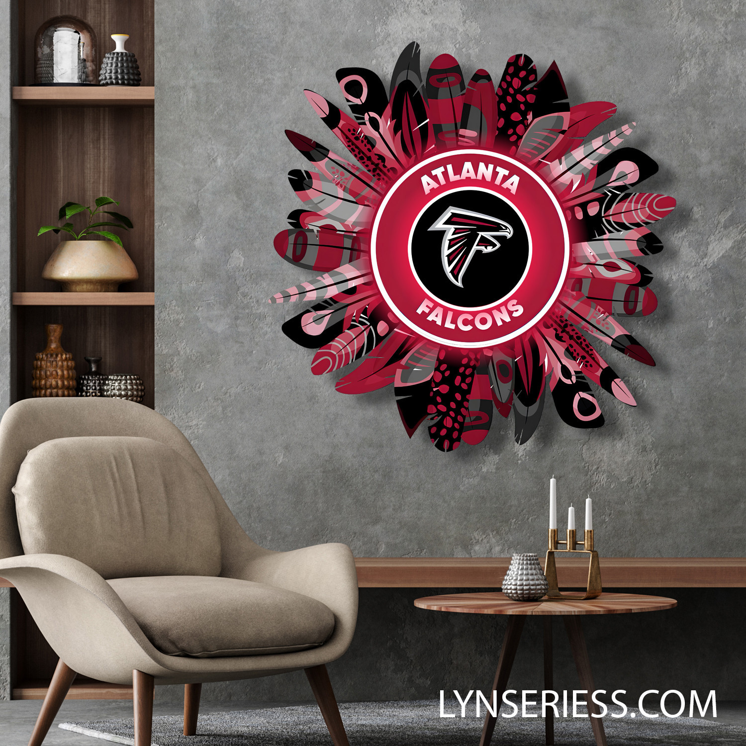 Atlanta Falcons Wreath Neon LED Sign NFL Acrylic Artwork Wall Art Home Decor