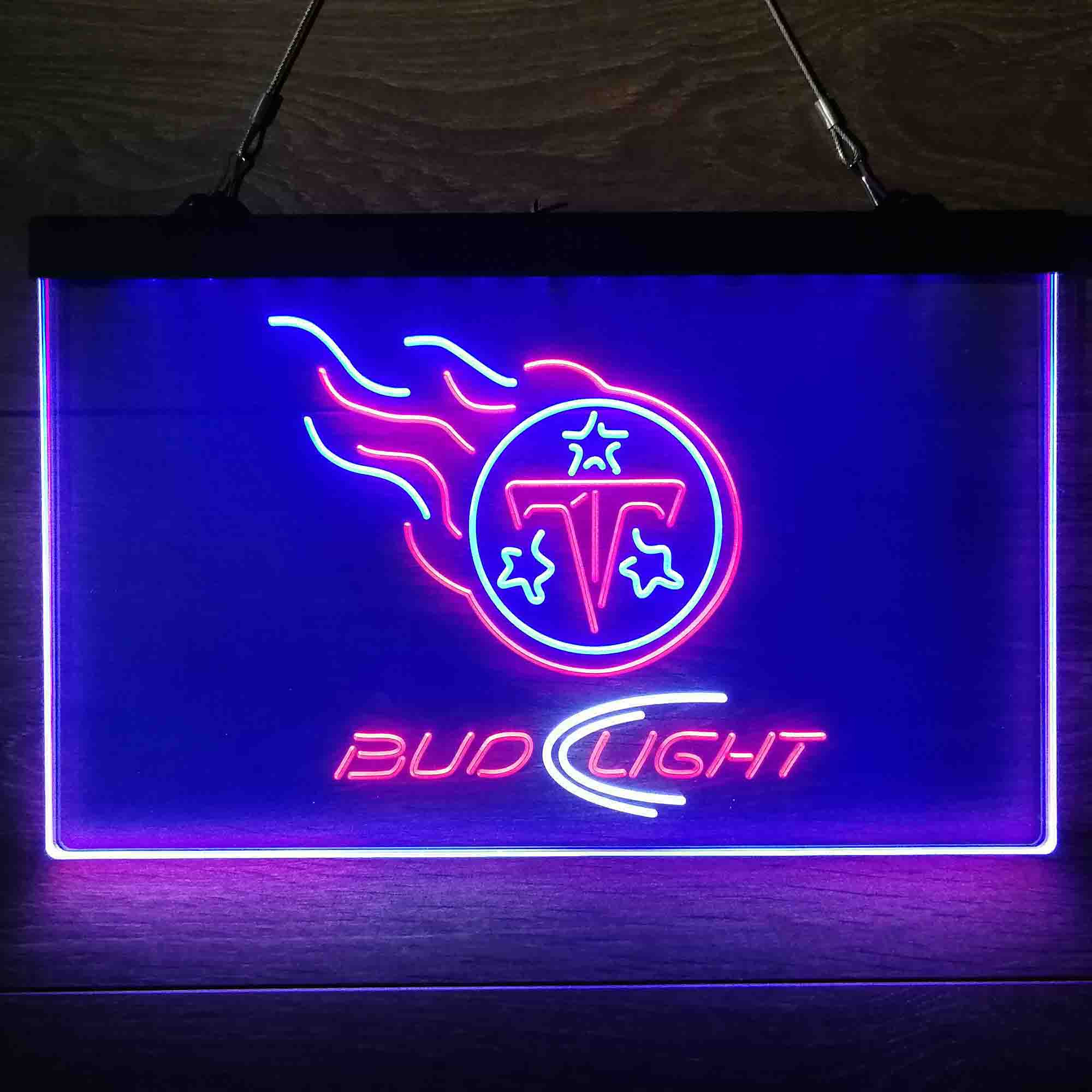 Bud Light Red Tennessee Titans 3-Color LED Sign Home Bar Decor