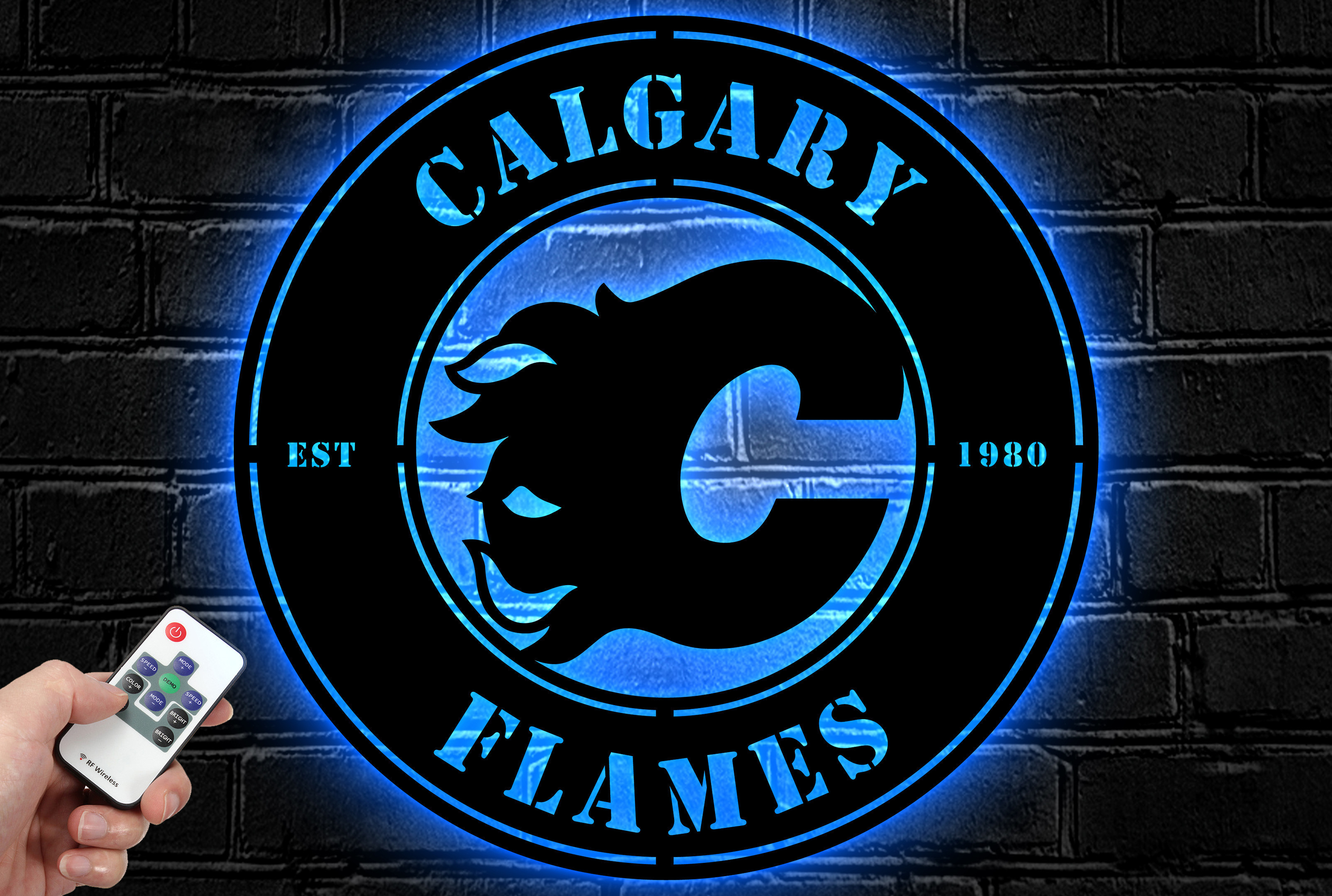 Calgary Flames Metal Sign LED Light NHL Wall Art Home Decor