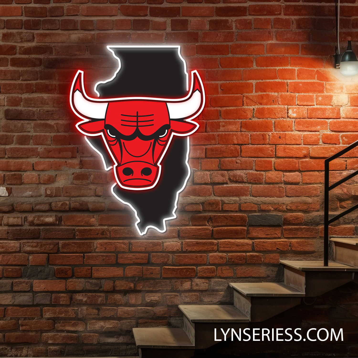 Chicago Bulls Chicago State Map Neon LED Sign NBA Acrylic Artwork Wall Art Home Decor