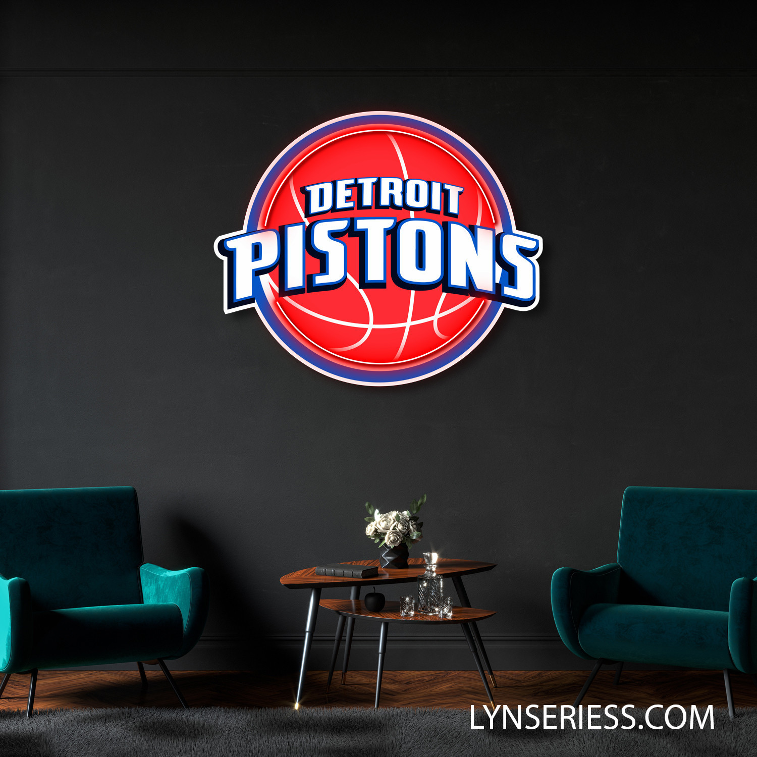 Detroit Pistons Neon LED Sign NBA Acrylic Artwork Wall Art Home Decor