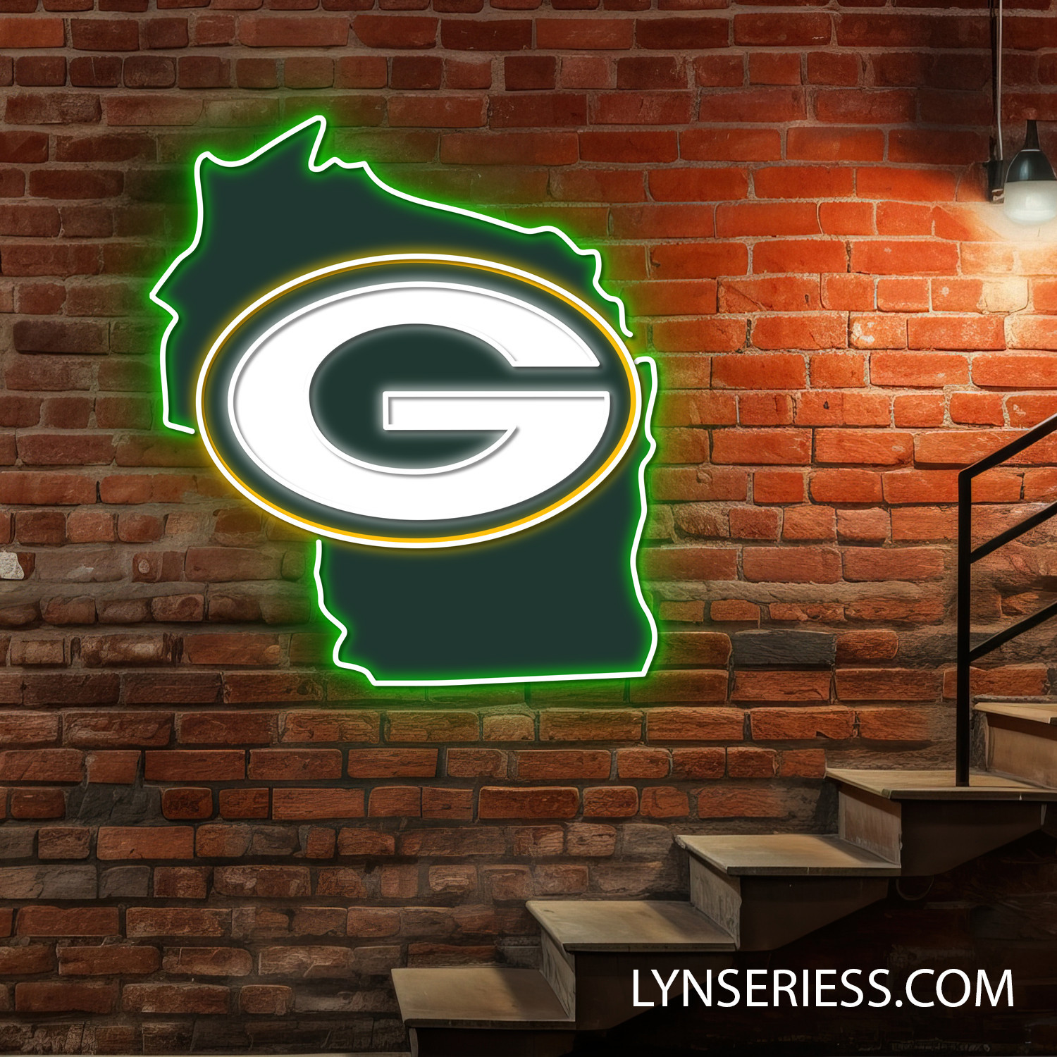 Green Bay Packers Wisconsin State Map Neon LED Sign NFL Acrylic Artwork Wall Art Home Decor
