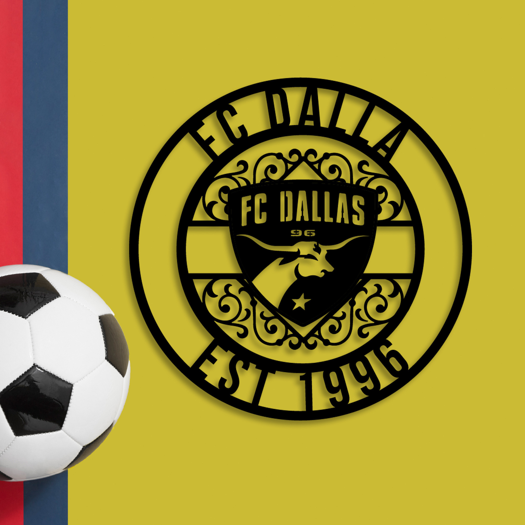 MLS FC Dallas Metal Sign LED Light Soccer Monogram Wall Art Home Decor