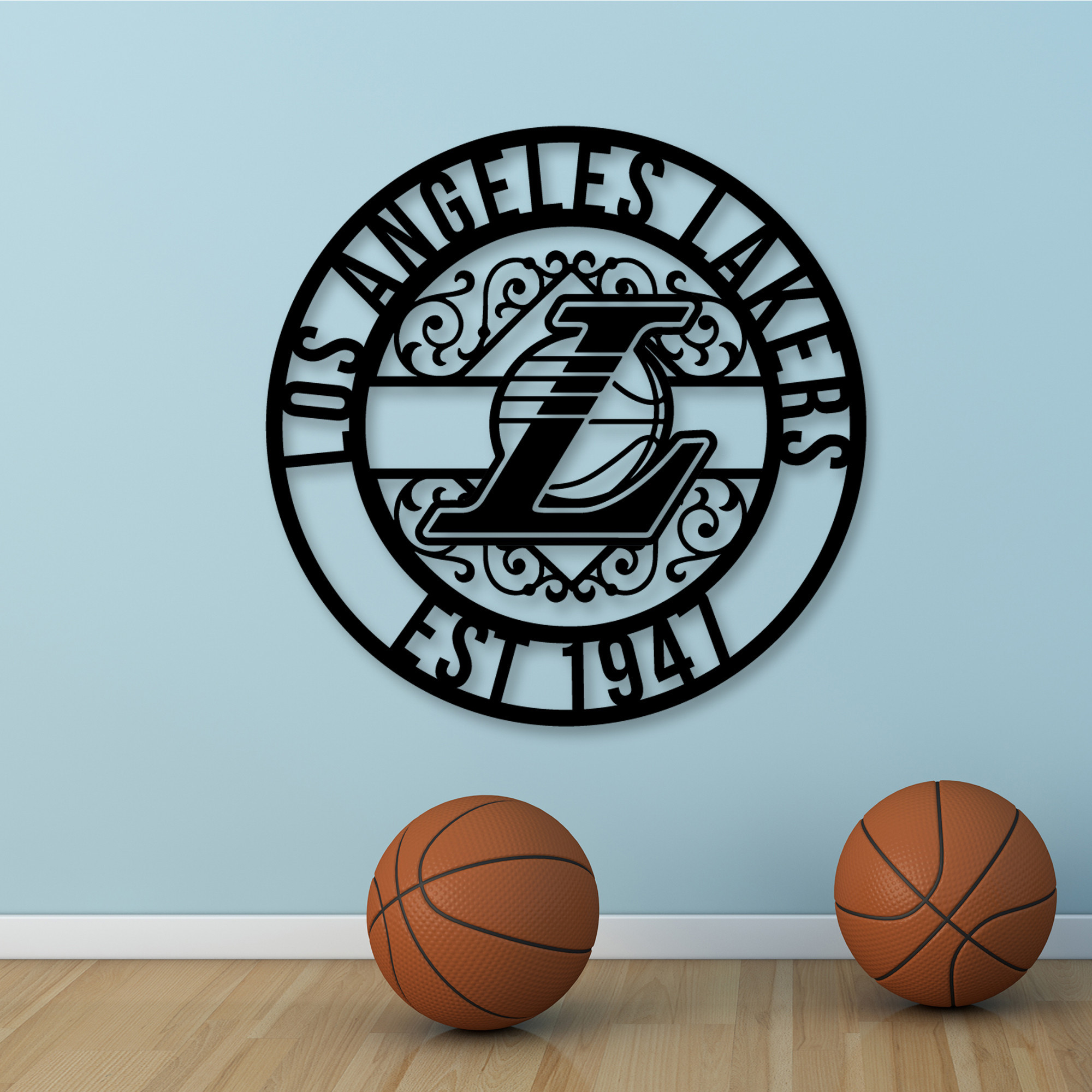 NBA Los Angeles Lakers Metal Sign LED Light Basketball Monogram Wall Art Home Decor