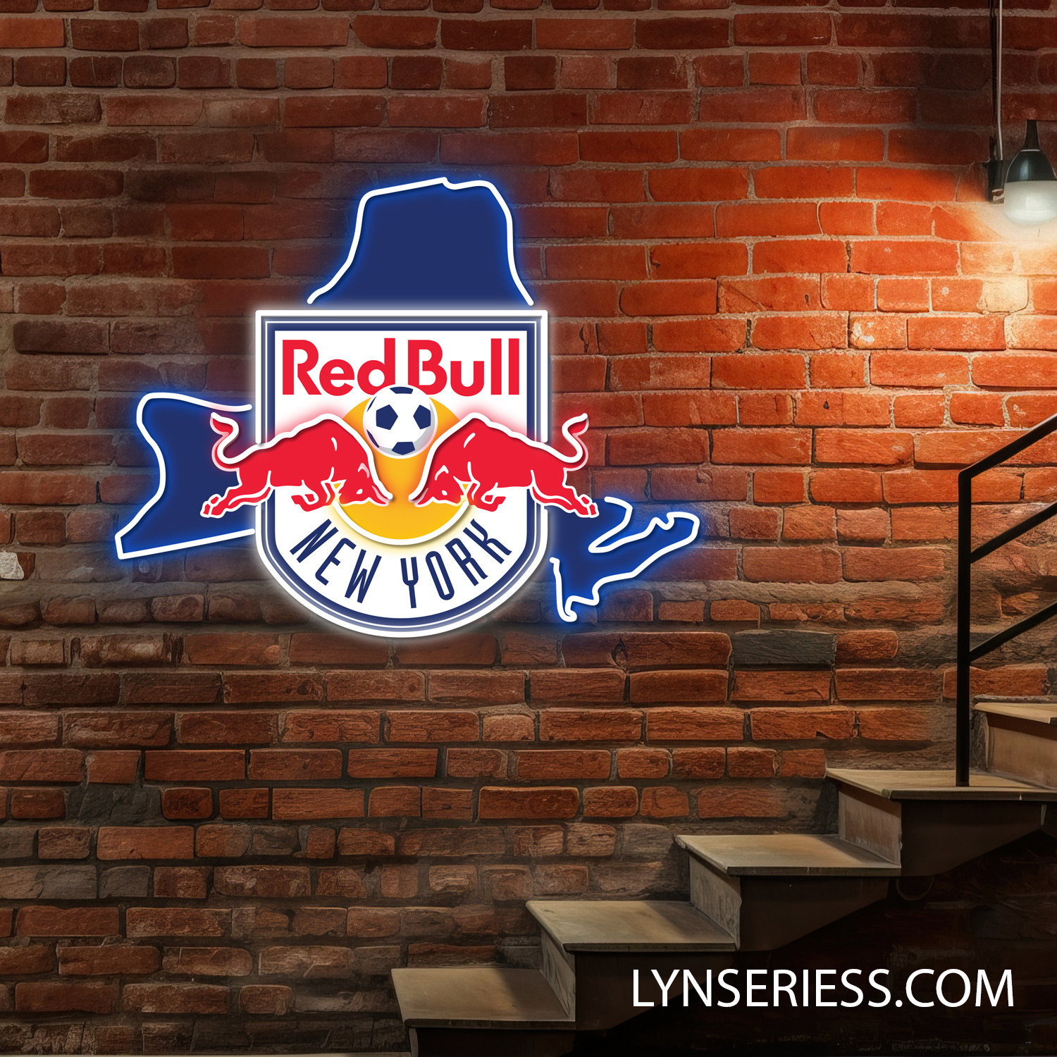 New York Red Bulls FC New York State Map Neon LED Sign MLS Acrylic Artwork Wall Art Home Decor