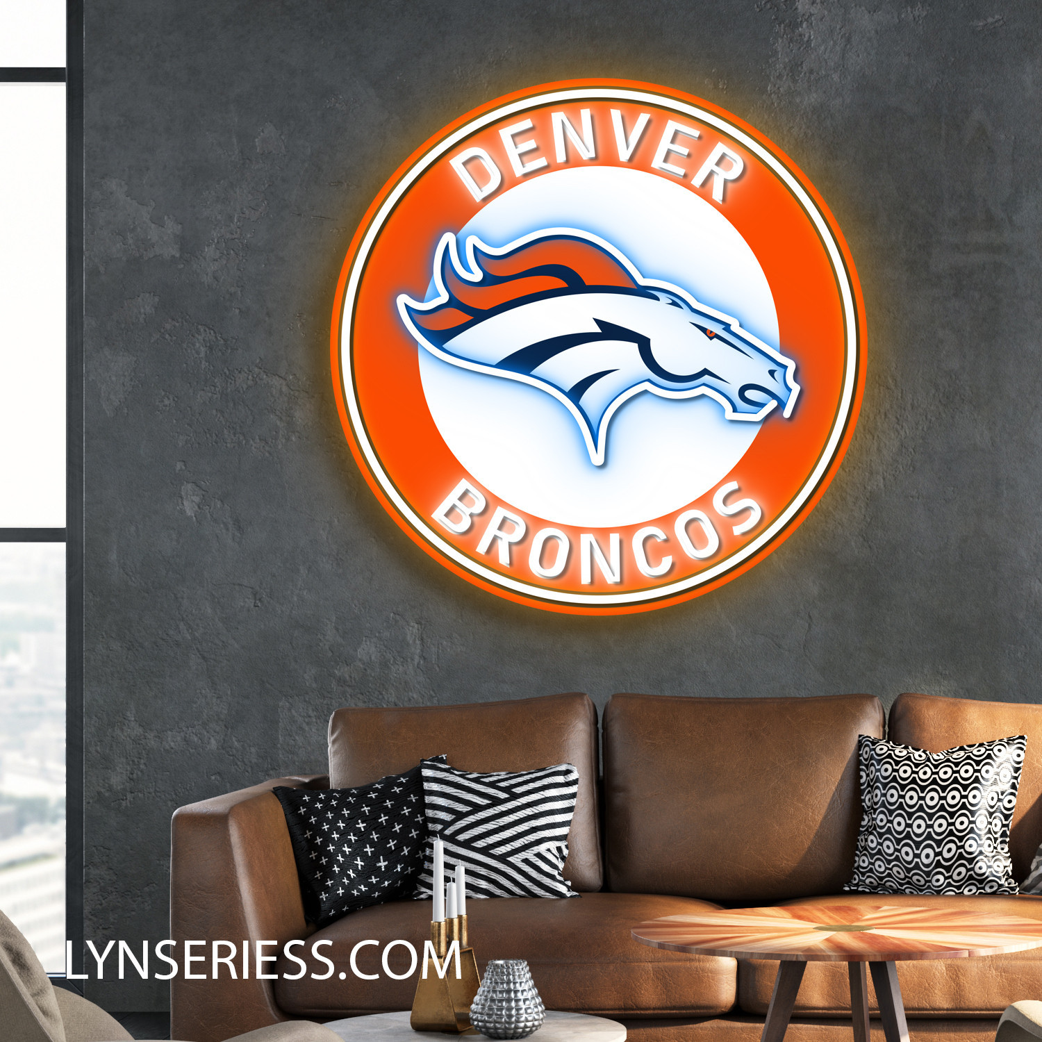 NFL Denver Broncos Neon LED Sign Football Acrylic Artwork Wall Art Home Decor
