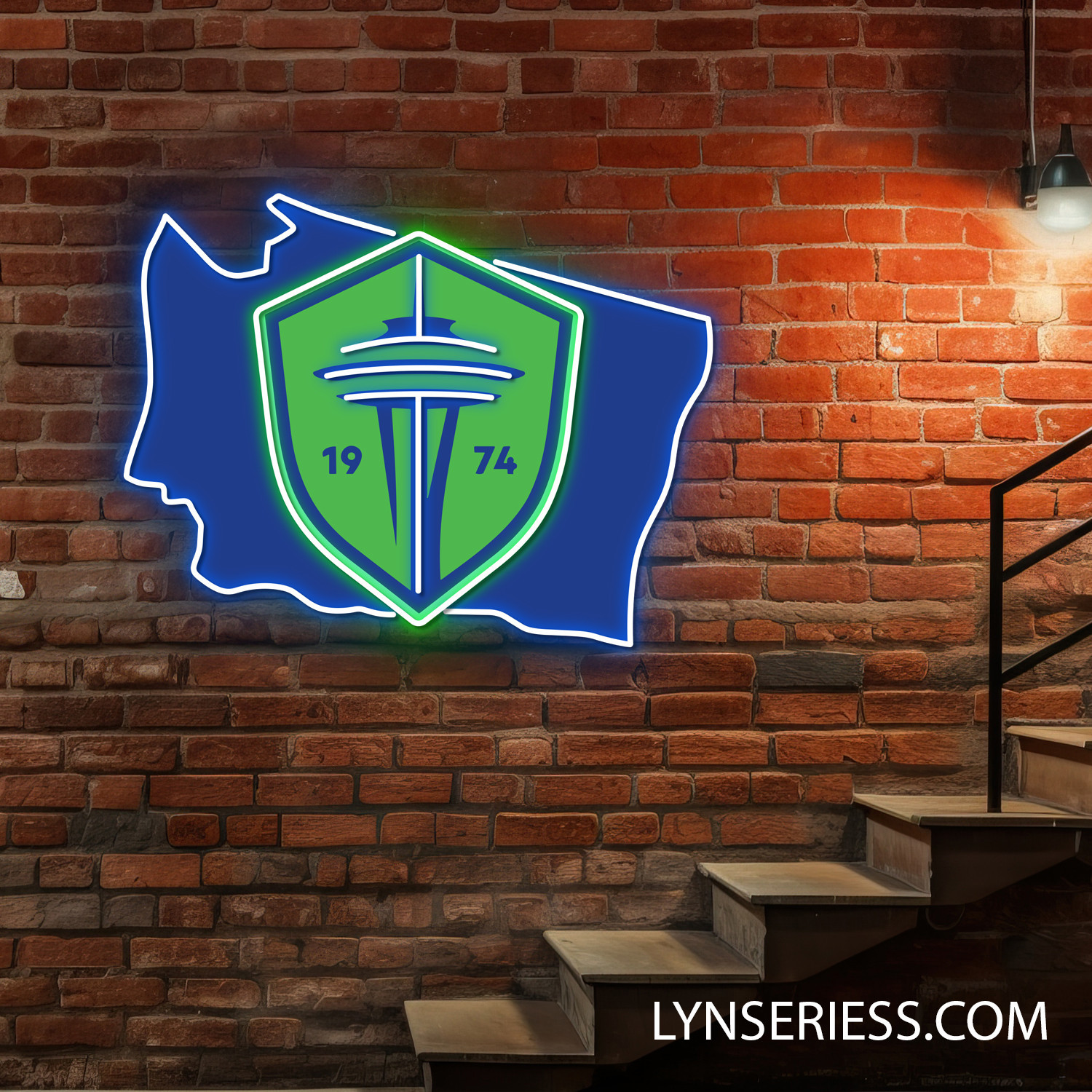 Seattle Sounders FC Washington State Map Neon LED Sign MLS Acrylic Artwork Wall Art Home Decor