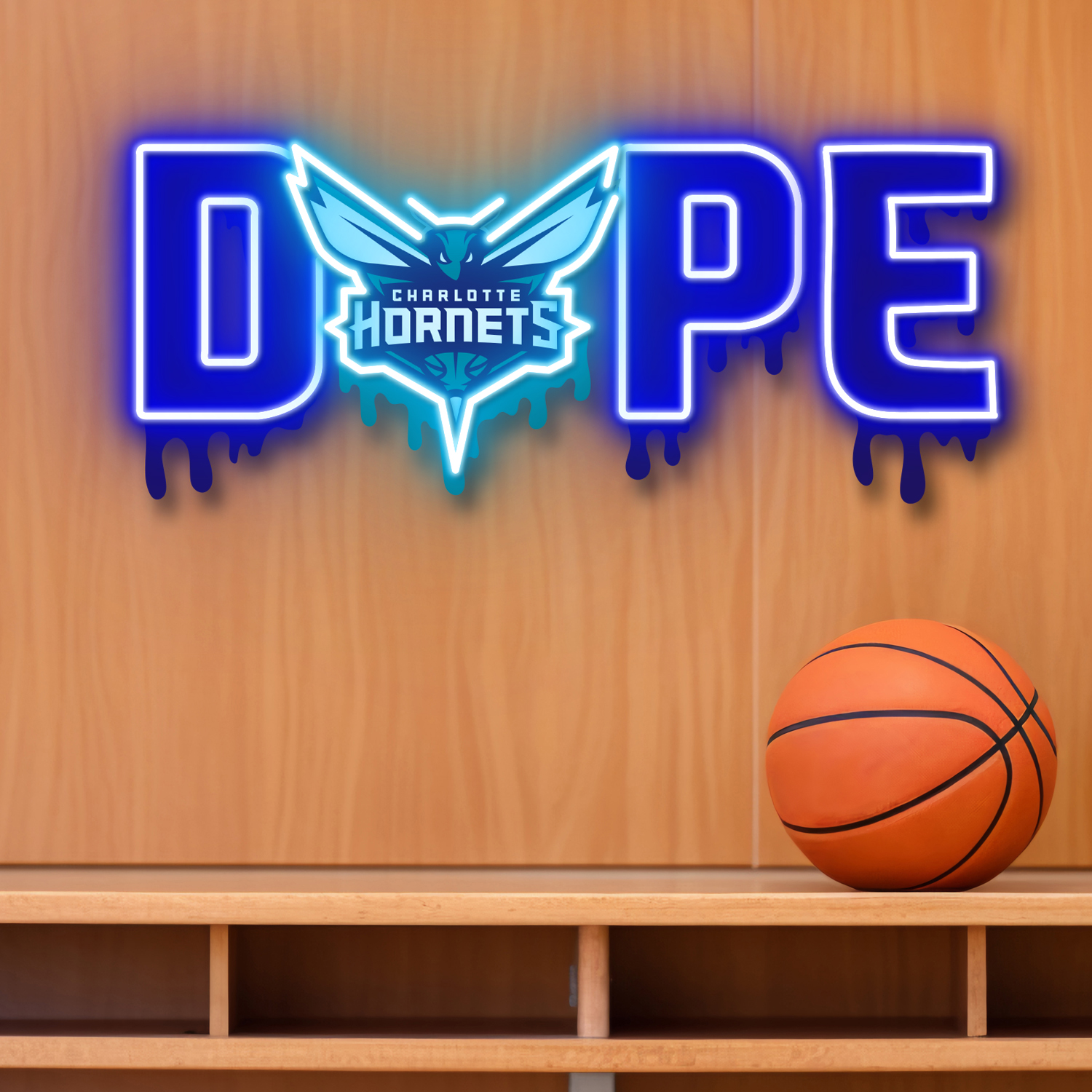 Dripping Dope Charlotte Hornets Neon LED Sign NBA Fan Acrylic Wall Art Home Decor