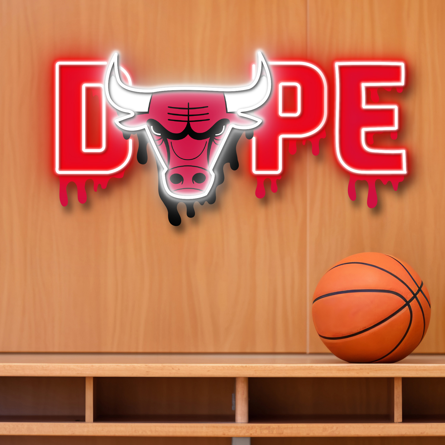 Dripping Dope Chicago Bulls Neon LED Sign NBA Fan Acrylic Wall Art Home Decor