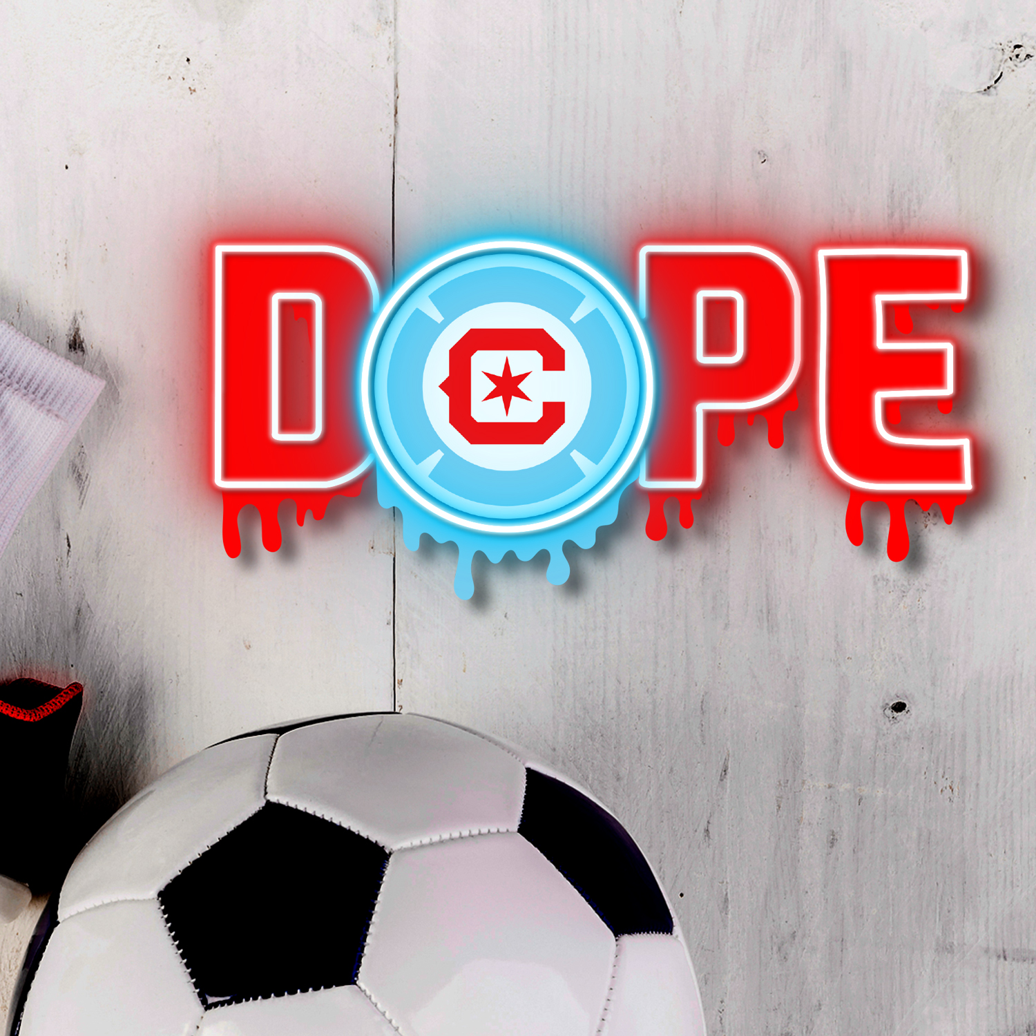 Dripping Dope Chicago Fire FC Neon LED Sign MLS Fan Acrylic Wall Art Home Decor