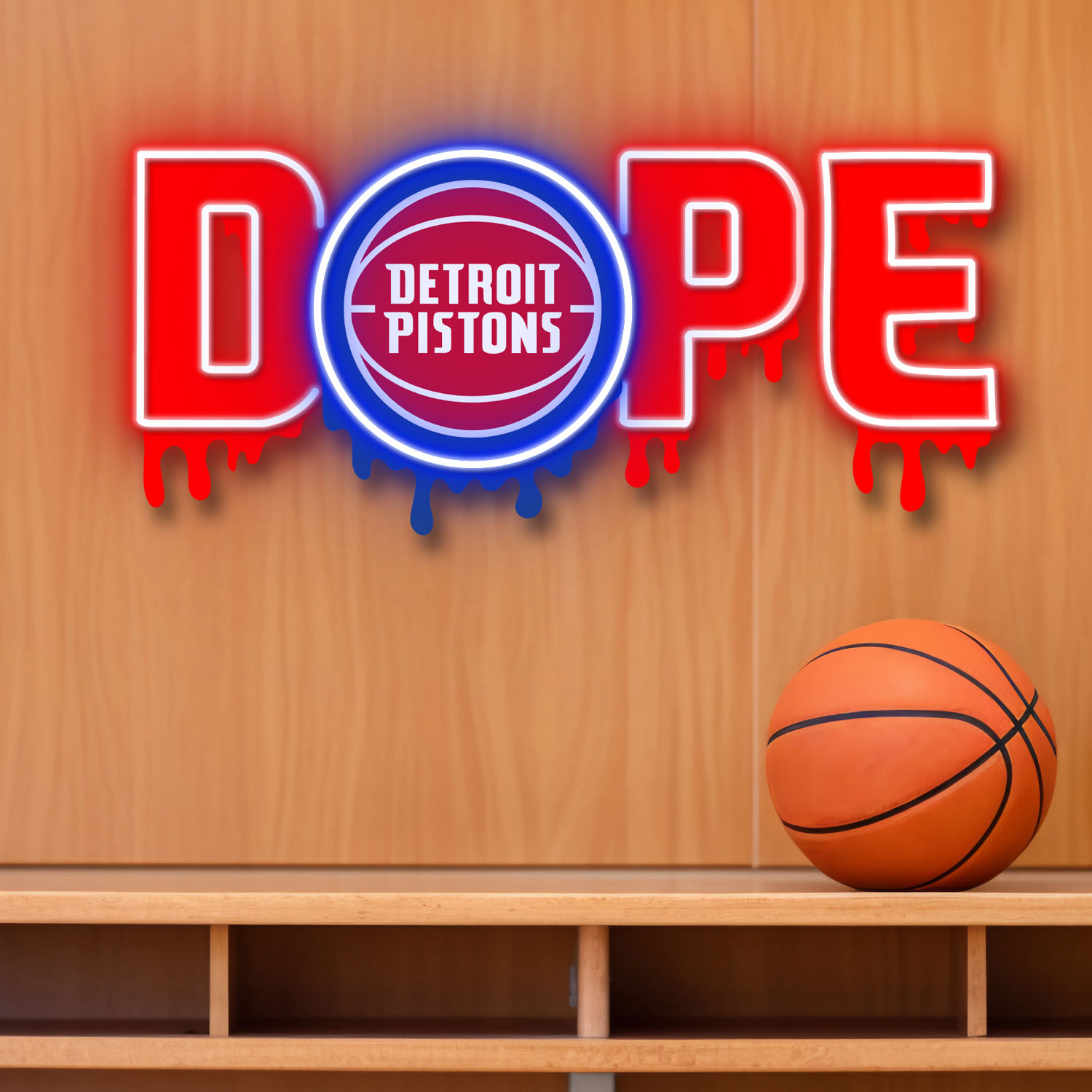 Dripping Dope Detroit Pistons Neon LED Sign NBA Fan Acrylic Wall Art Home Decor