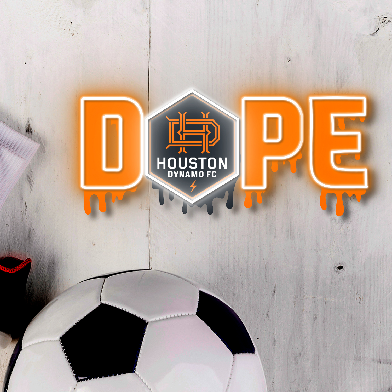 Dripping Dope Houston Dynamo FC Neon LED Sign MLS Fan Acrylic Wall Art Home Decor