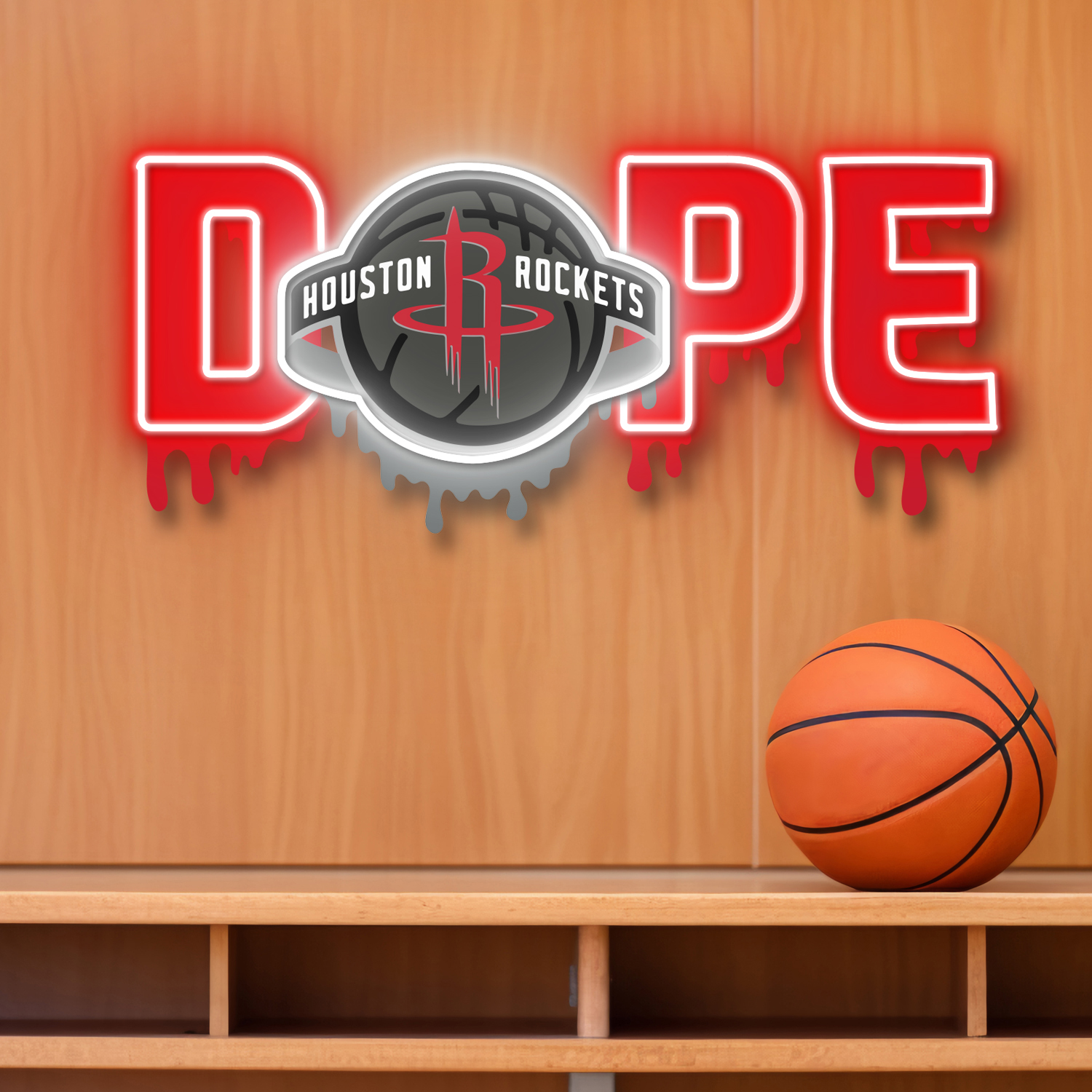 Dripping Dope Houston Rockets Neon LED Sign NBA Fan Acrylic Wall Art Home Decor