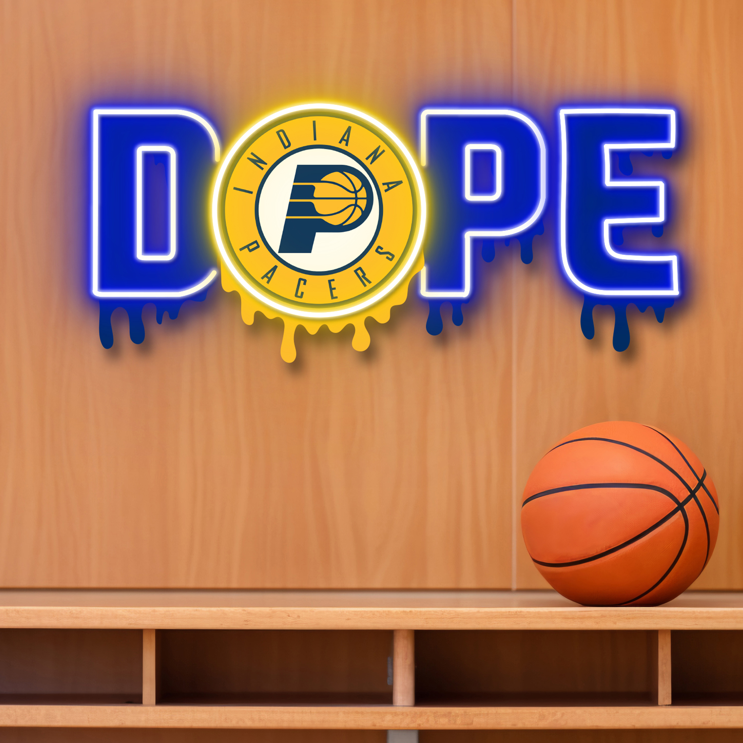 Dripping Dope Indiana Pacers Neon LED Sign NBA Fan Acrylic Wall Art Home Decor