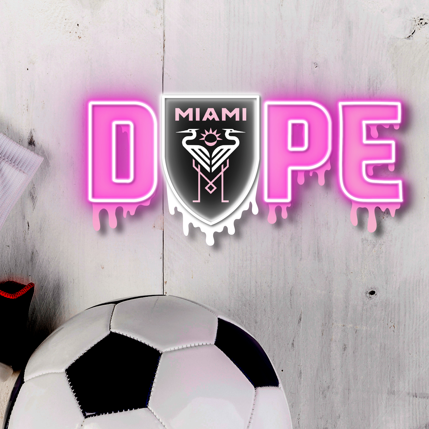 Dripping Dope Inter Miami FC Neon LED Sign MLS Fan Acrylic Wall Art Home Decor