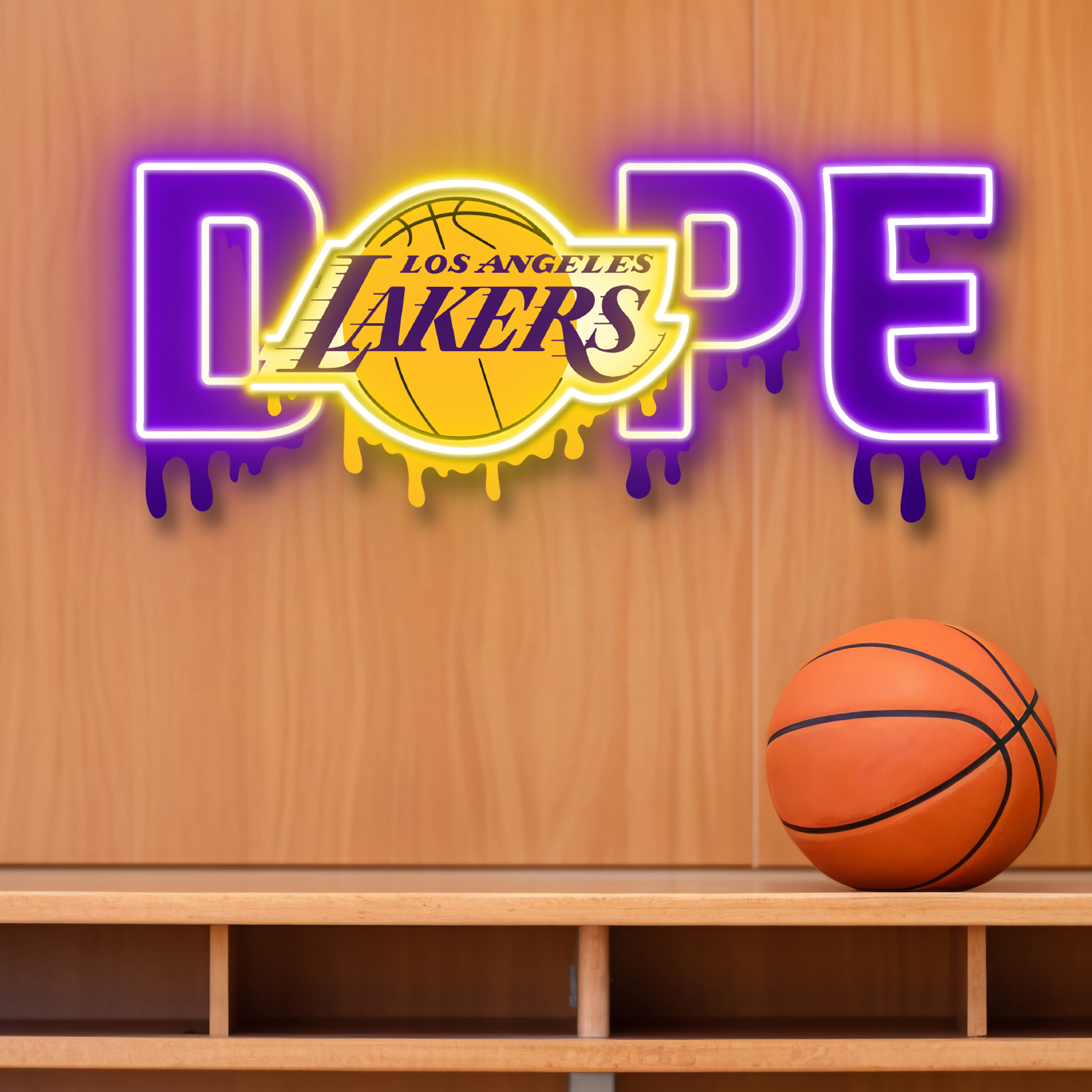 Dripping Dope Los Angeles Lakers Neon LED Sign NBA Fan Acrylic Wall Art Home Decor