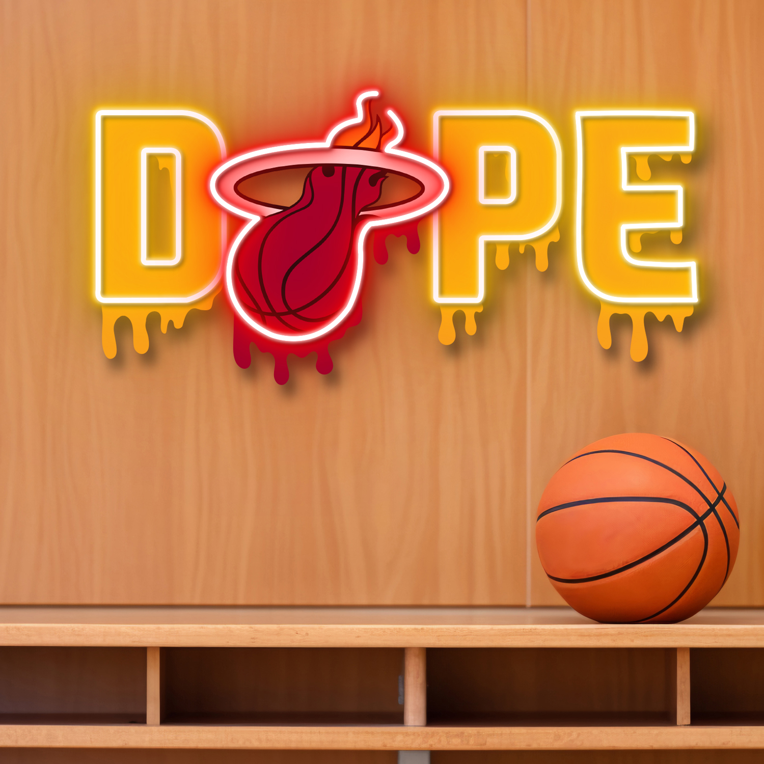 Dripping Dope Miami Heat Neon LED Sign NBA Fan Acrylic Wall Art Home Decor