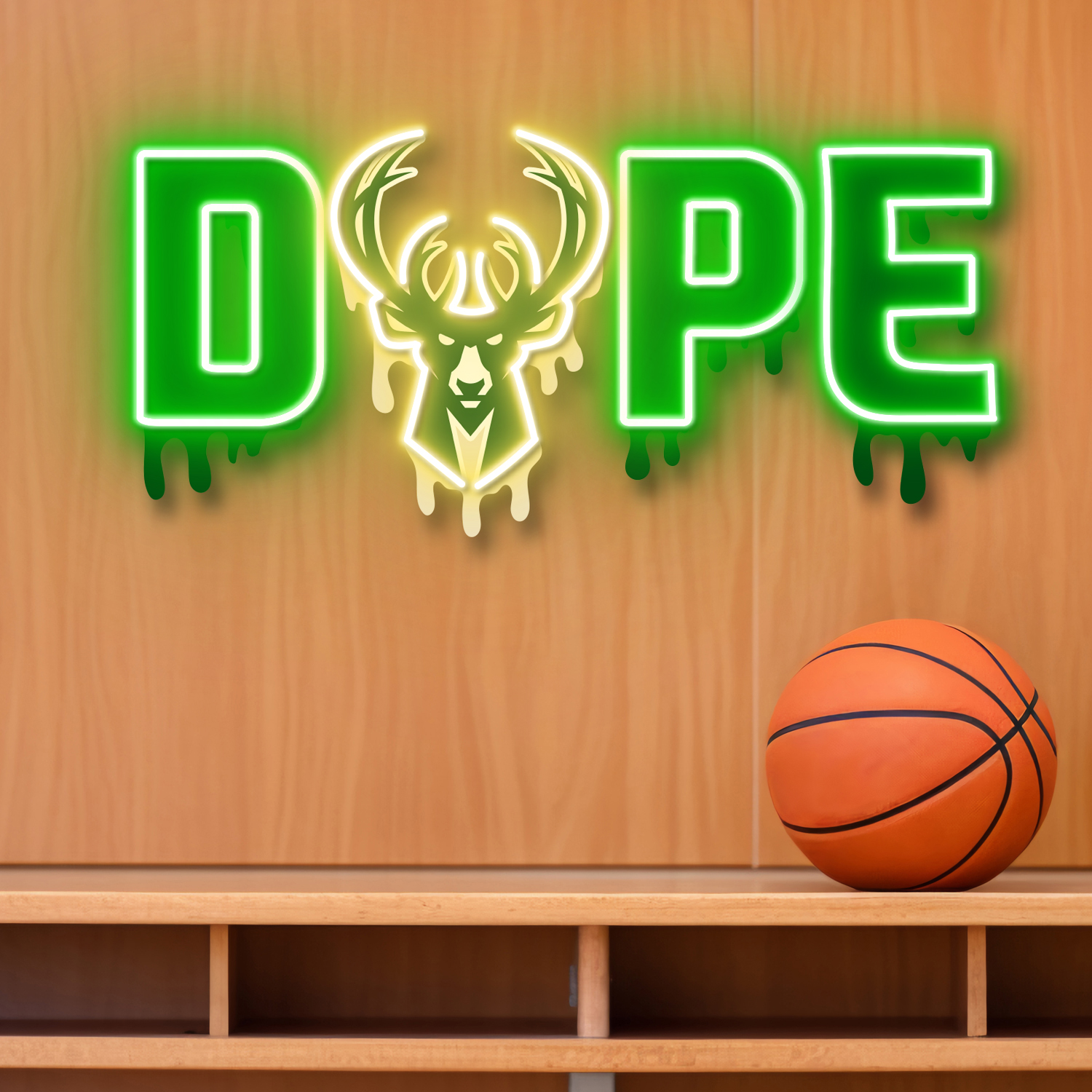 Dripping Dope Milwaukee Bucks Neon LED Sign NBA Fan Acrylic Wall Art Home Decor