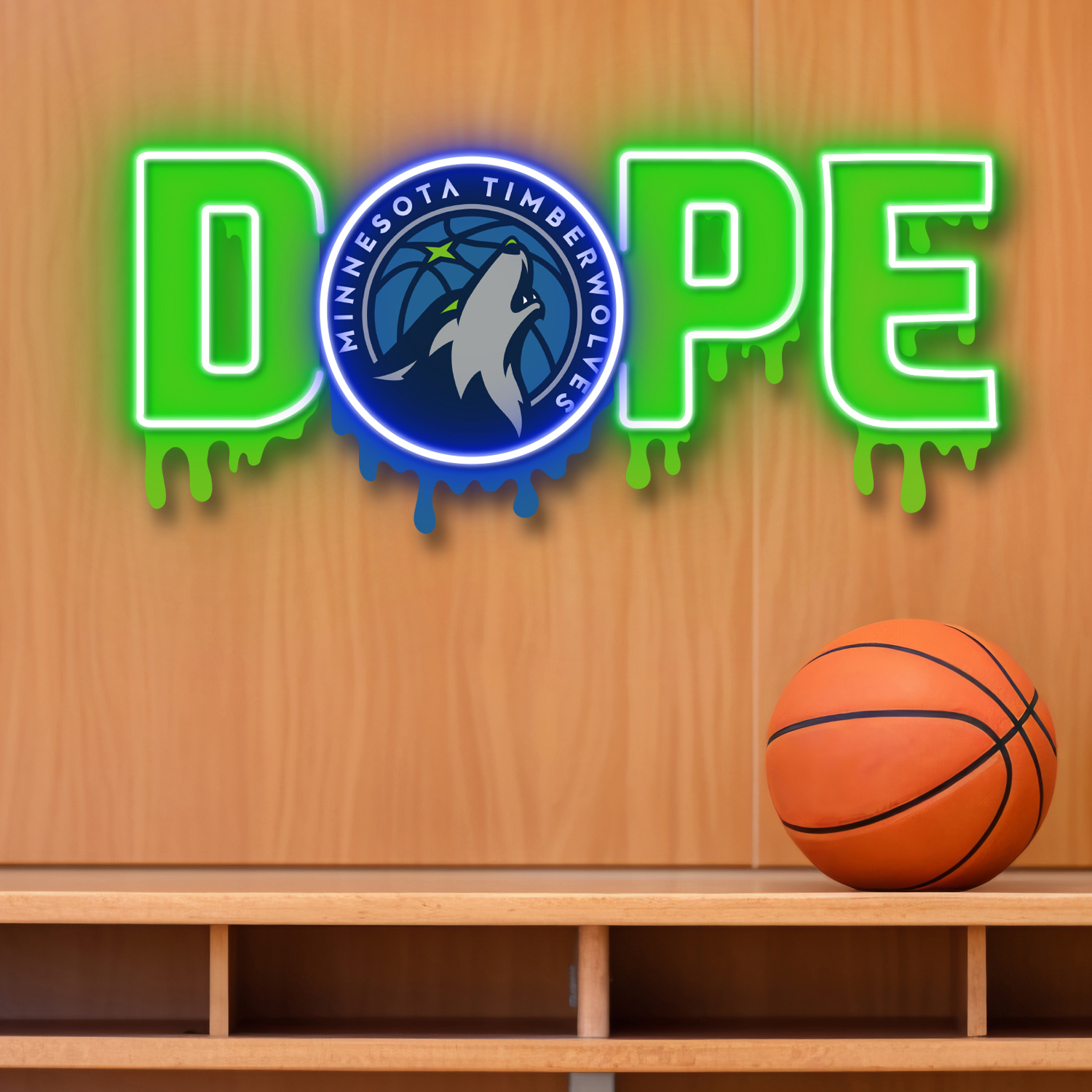 Dripping Dope Minnesota Timberwolves Neon LED Sign NBA Fan Acrylic Wall Art Home Decor