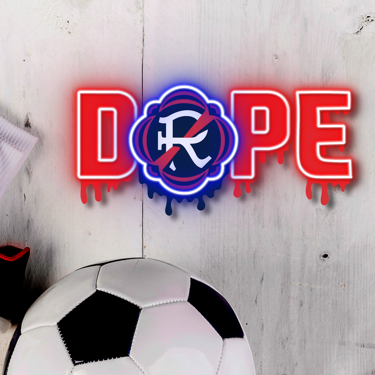 Dripping Dope New England Revolution Neon LED Sign MLS Fan Acrylic Wall Art Home Decor