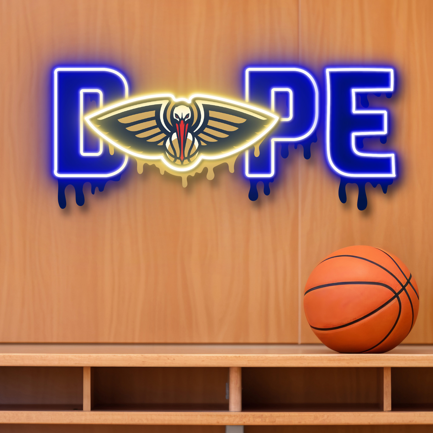 Dripping Dope New Orleans Pelicans Neon LED Sign NBA Fan Acrylic Wall Art Home Decor