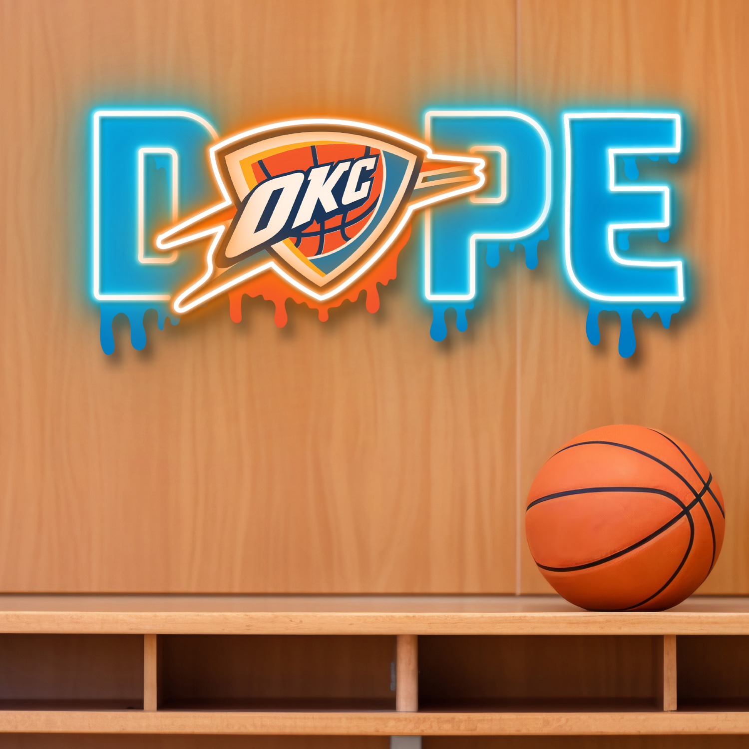 Dripping Dope Oklahoma City Thunder Neon LED Sign NBA Fan Acrylic Wall Art Home Decor