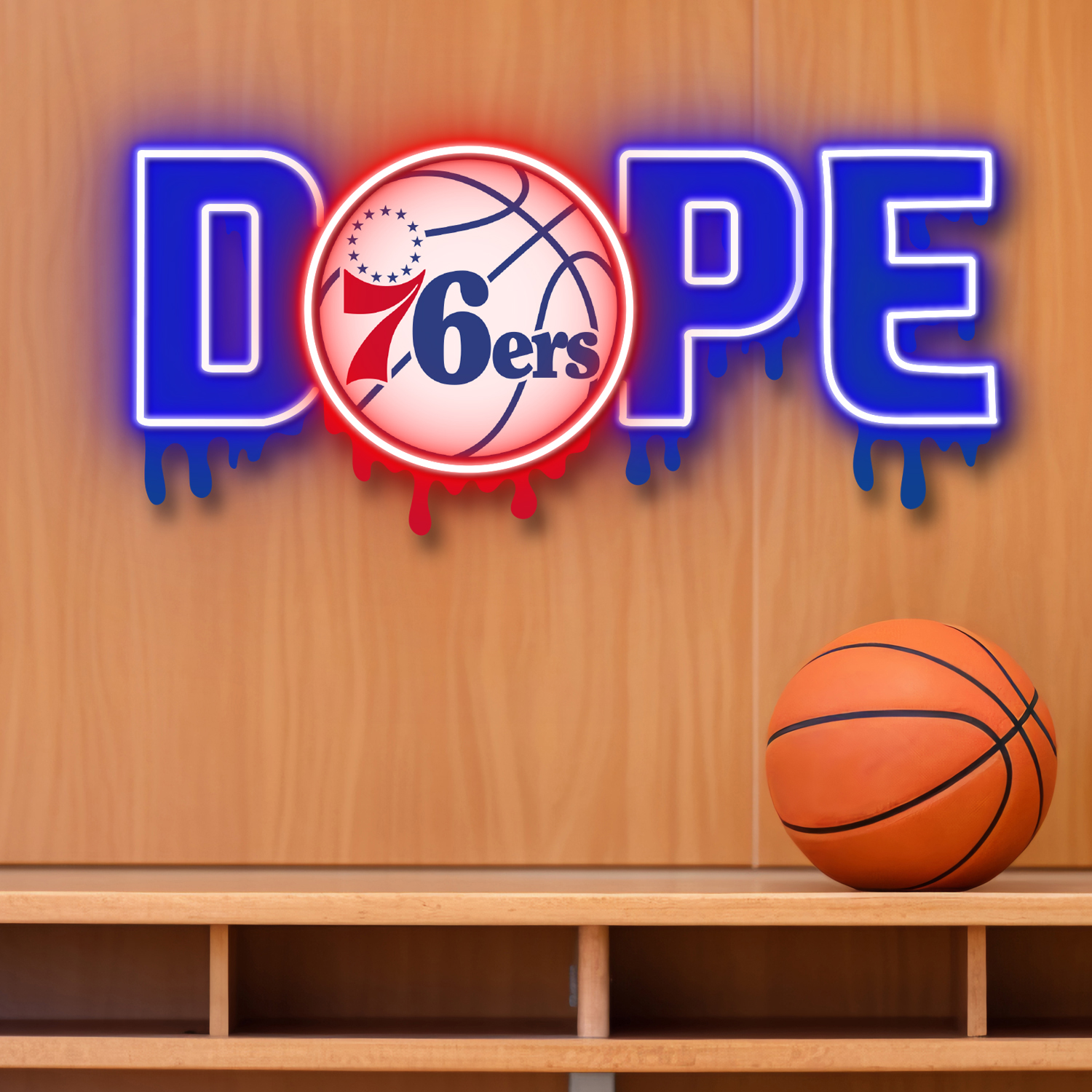 Dripping Dope Philadelphia 76ers Neon LED Sign NBA Fan Acrylic Wall Art Home Decor