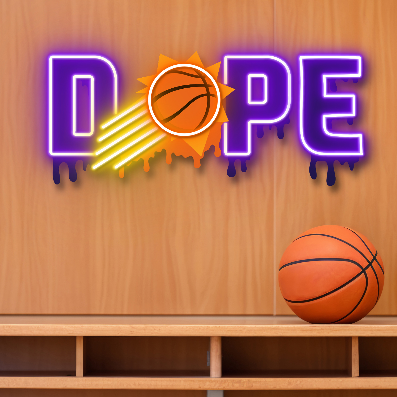 Dripping Dope Phoenix Suns Neon LED Sign NBA Fan Acrylic Wall Art Home Decor