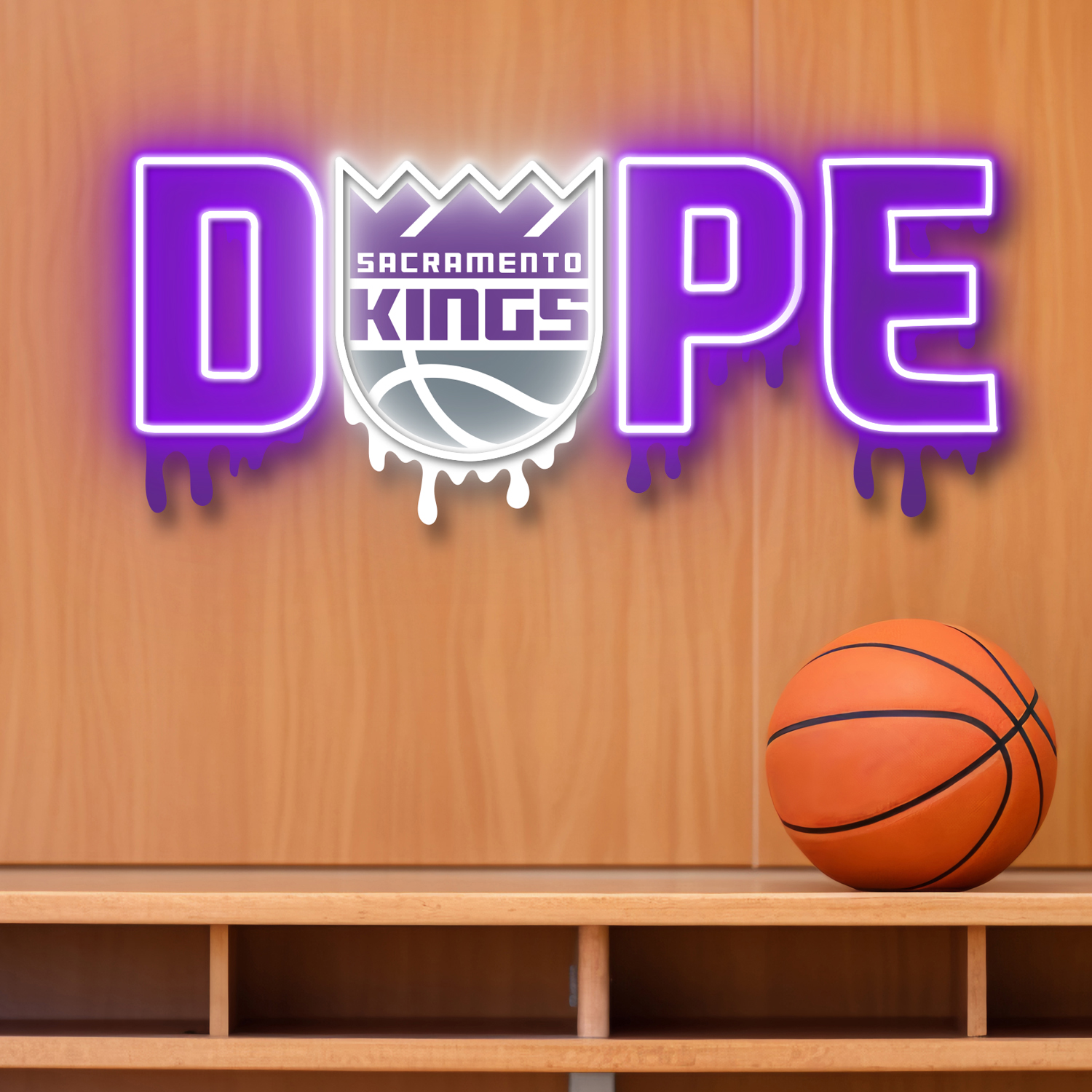 Dripping Dope Sacramento Kings Neon LED Sign NBA Fan Acrylic Wall Art Home Decor