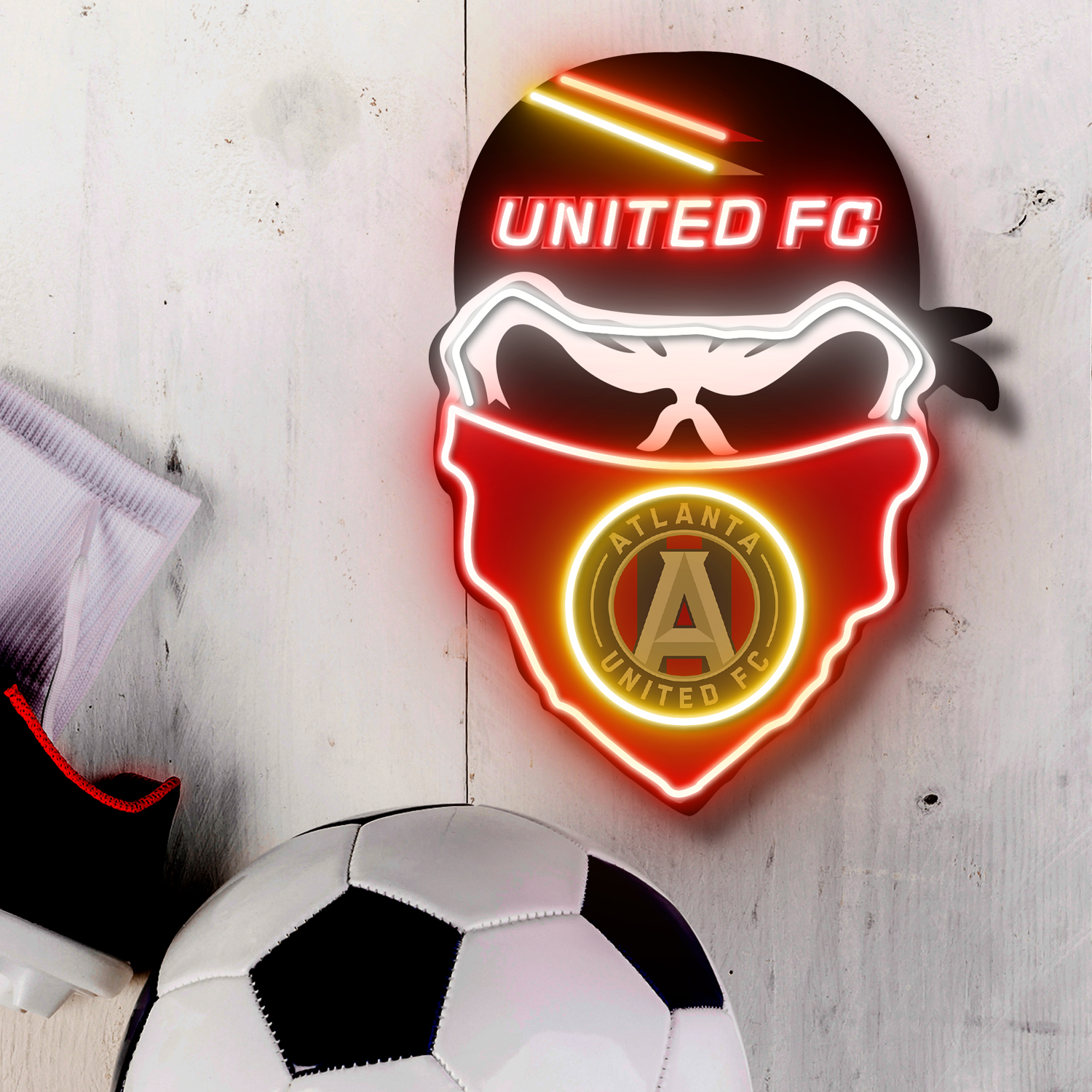 Atlanta United FC Skull Neon LED Sign MLS Acrylic Artwork Home Decor