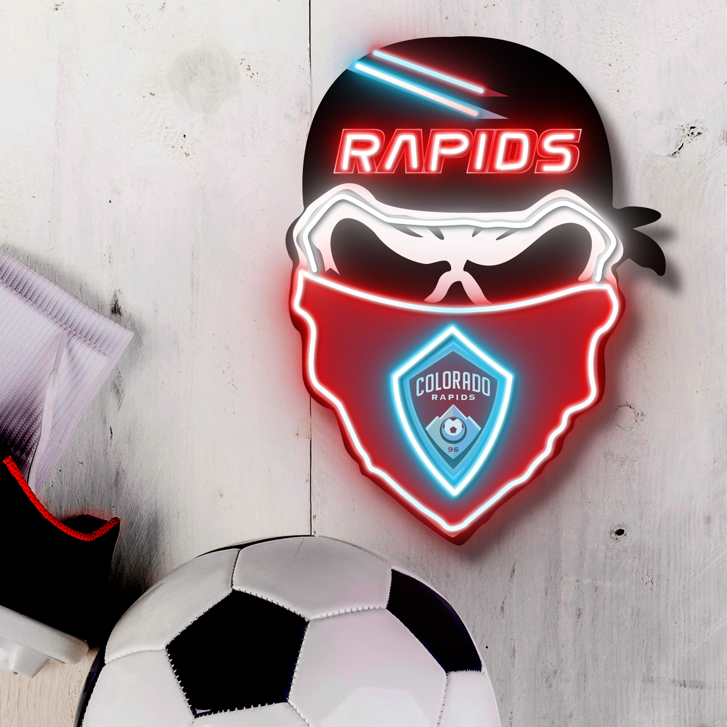 Colorado Rapids FC Skull Neon LED Sign MLS Acrylic Artwork Home Decor