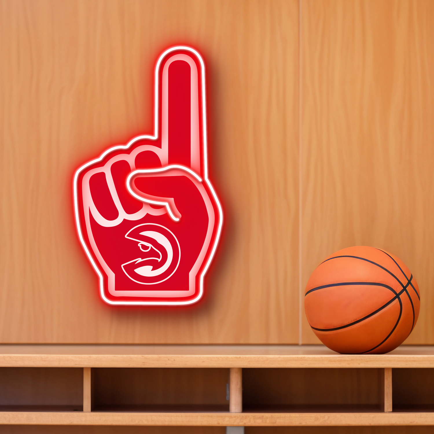 NBA Atlanta Hawks Foam Finger Neon LED Sign #1 Basketball Acrylic Home Decor