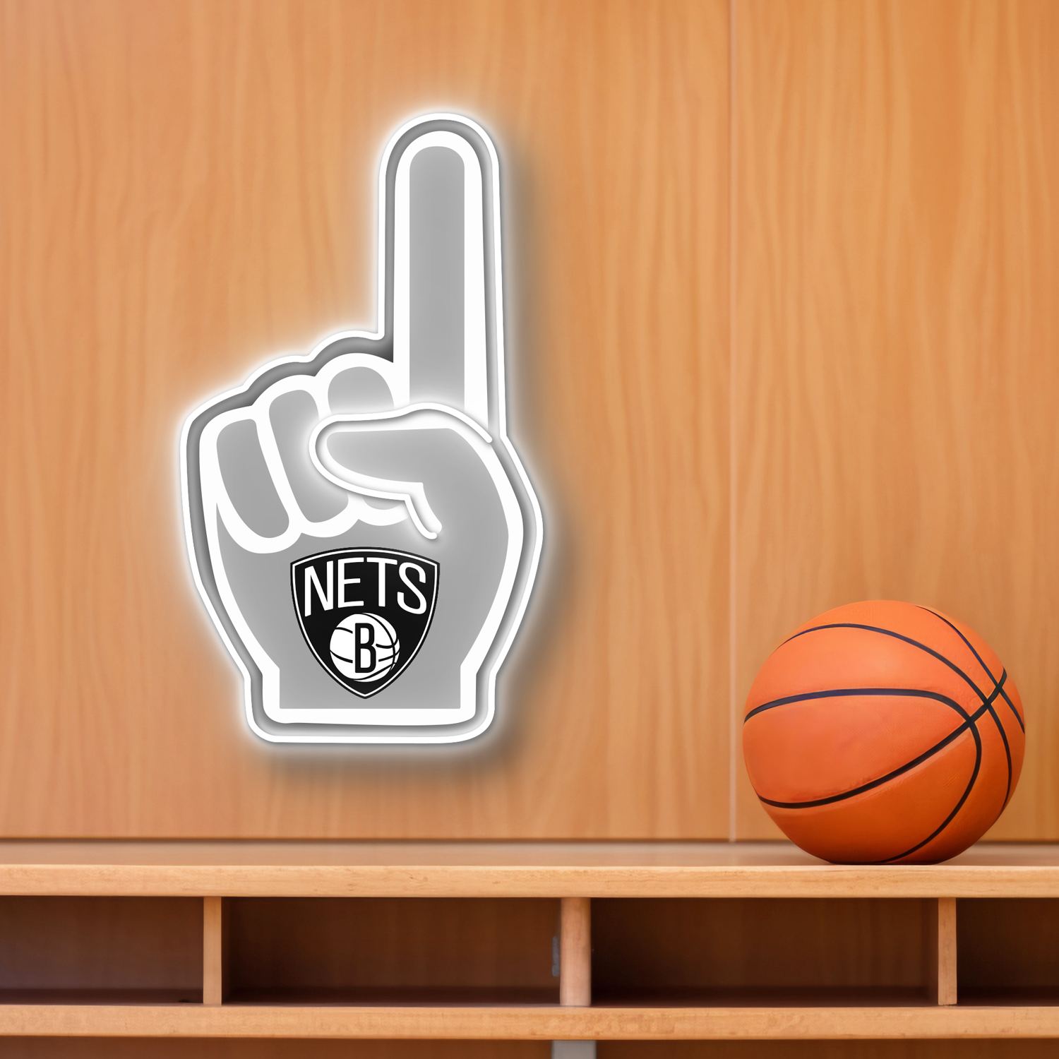 NBA Brooklyn Nets Foam Finger Neon LED Sign #1 Basketball Acrylic Home Decor