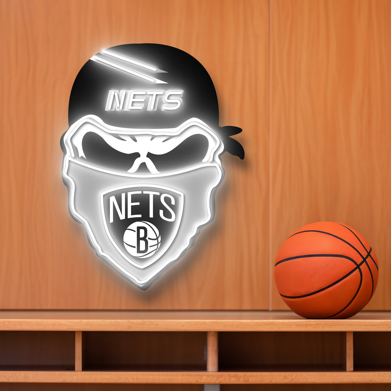 Brooklyn Nets Skull Neon LED Sign NBA Acrylic Artwork Home Decor