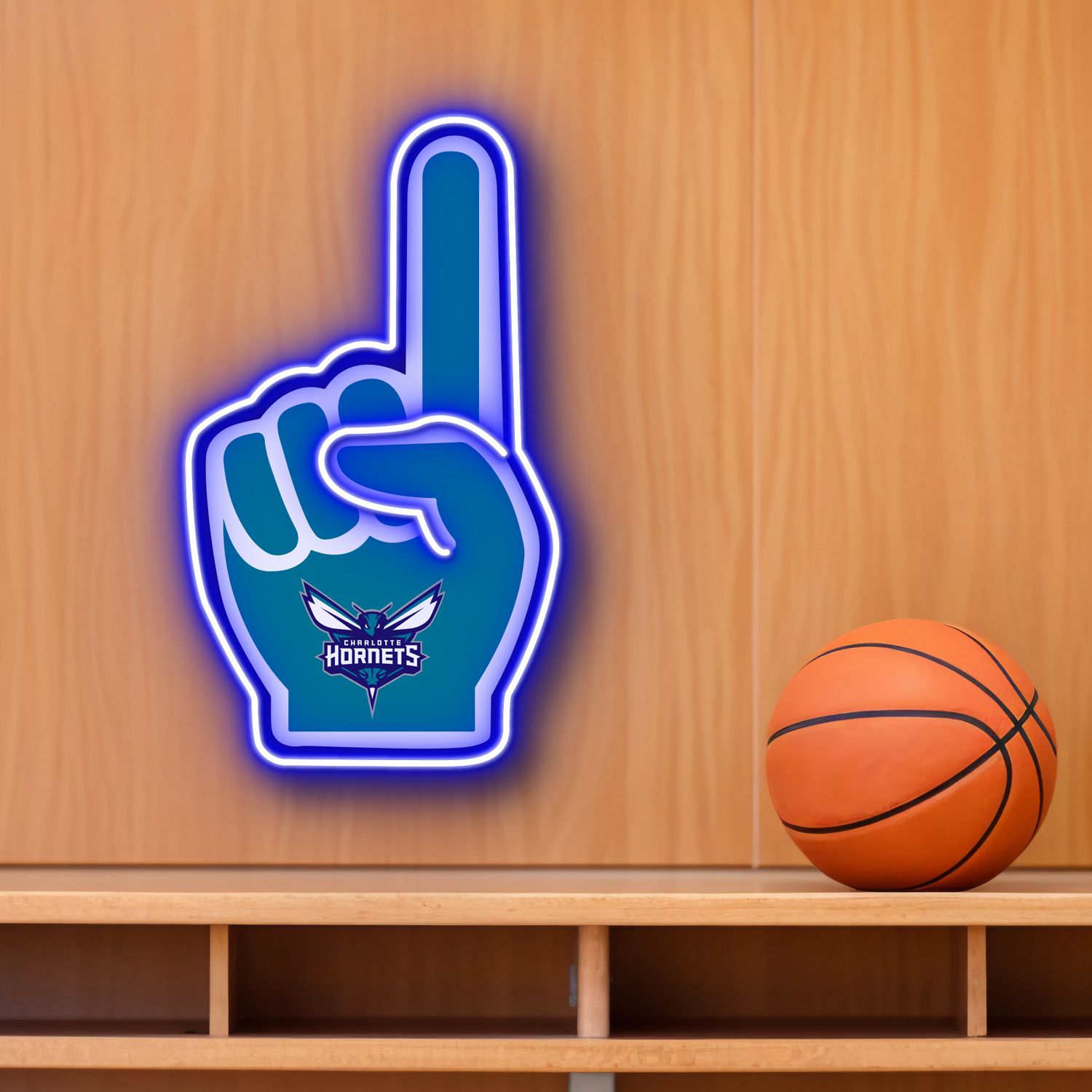 NBA Charlotte Hornets Foam Finger Neon LED Sign #1 Basketball Acrylic Home Decor