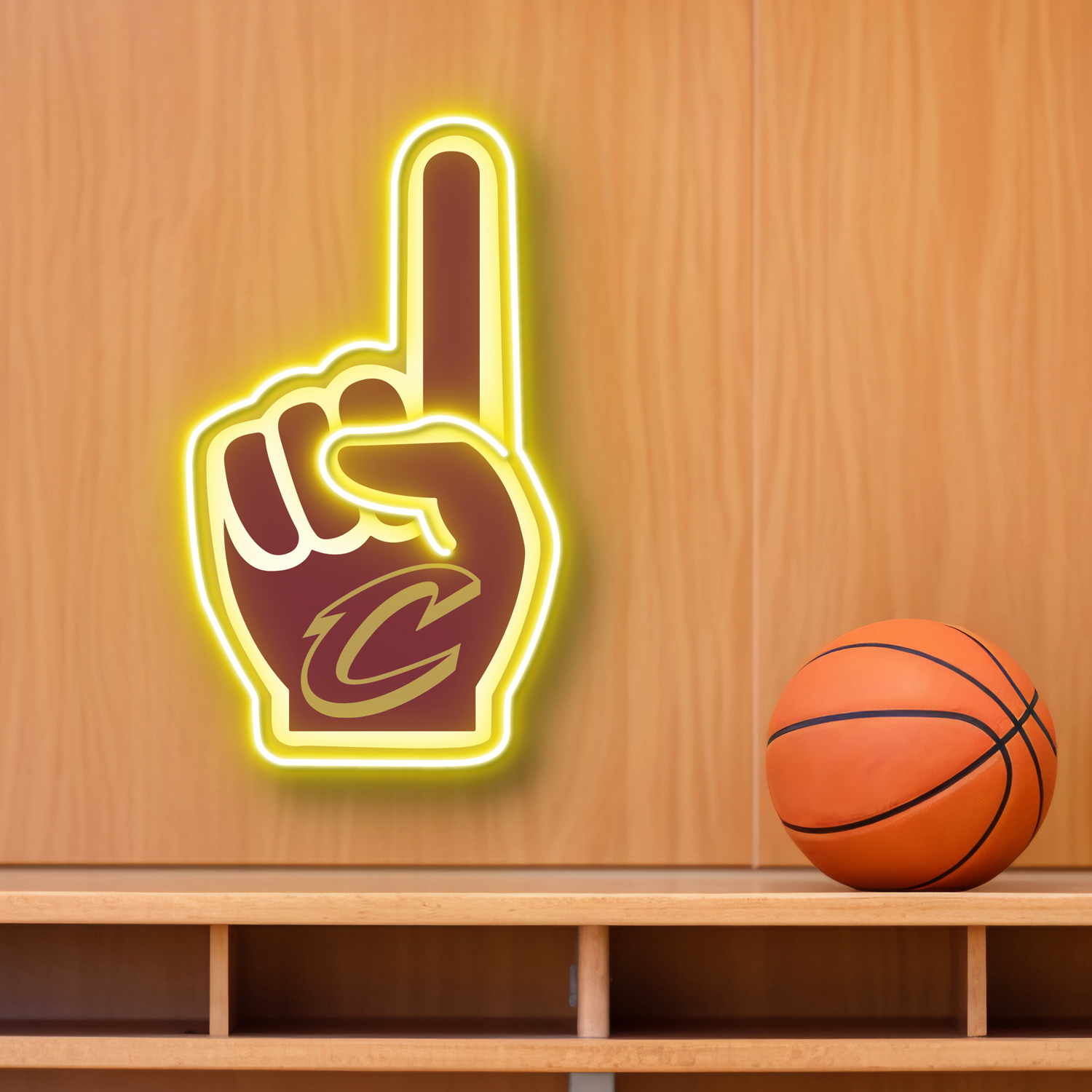 NBA Cleveland Cavaliers Foam Finger Neon LED Sign #1 Basketball Acrylic Home Decor