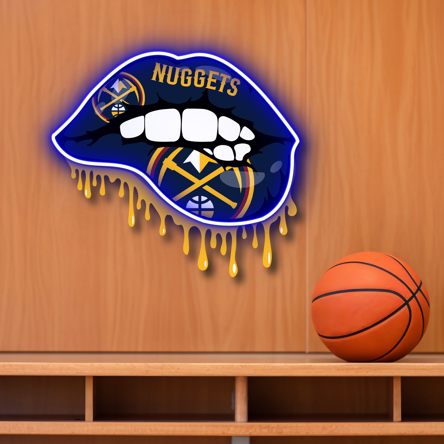Denver Nuggets Dripping Lips Neon LED Sign NBA Fan Acrylic Artwork Home Decor