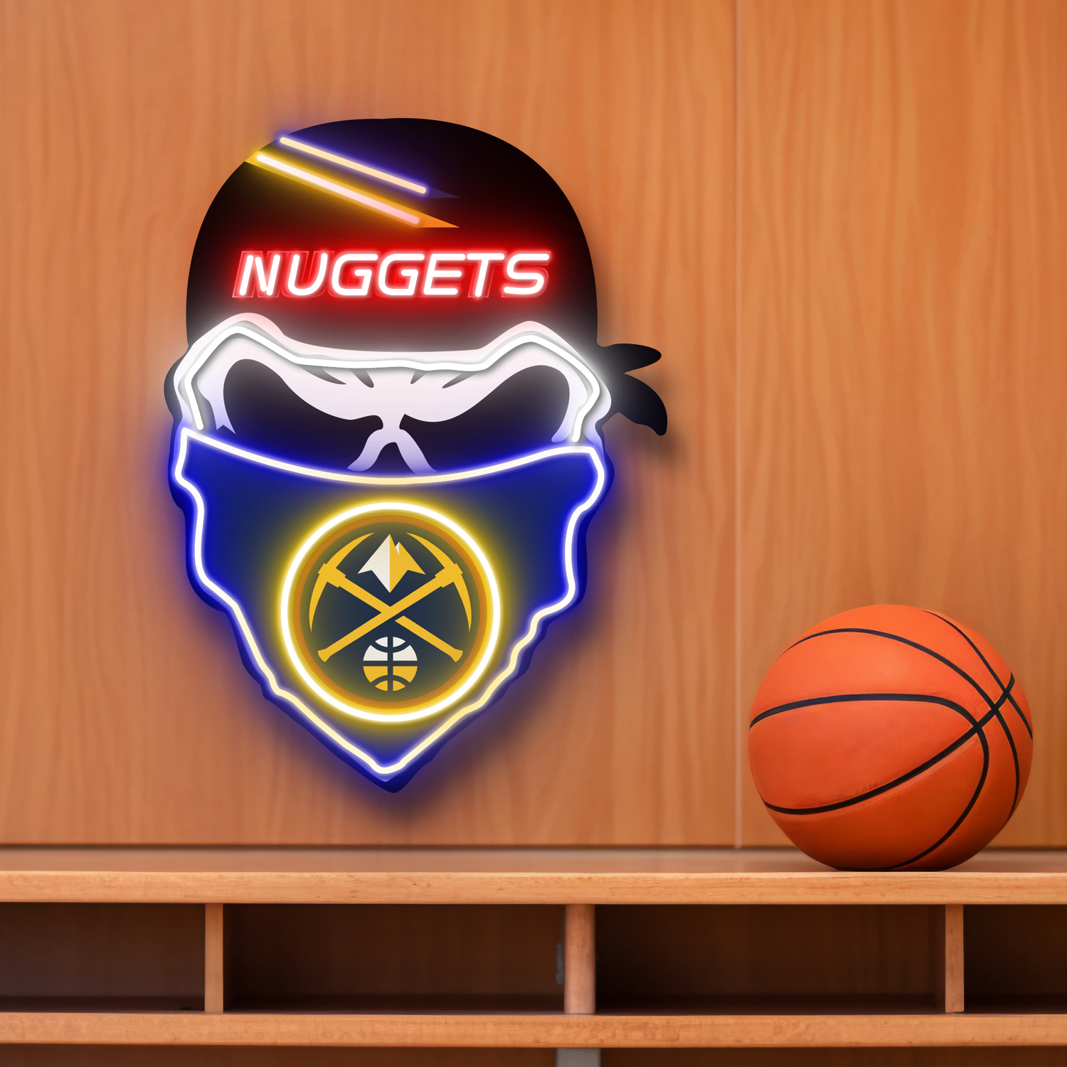 Denver Nuggets Skull Neon LED Sign NBA Acrylic Artwork Home Decor