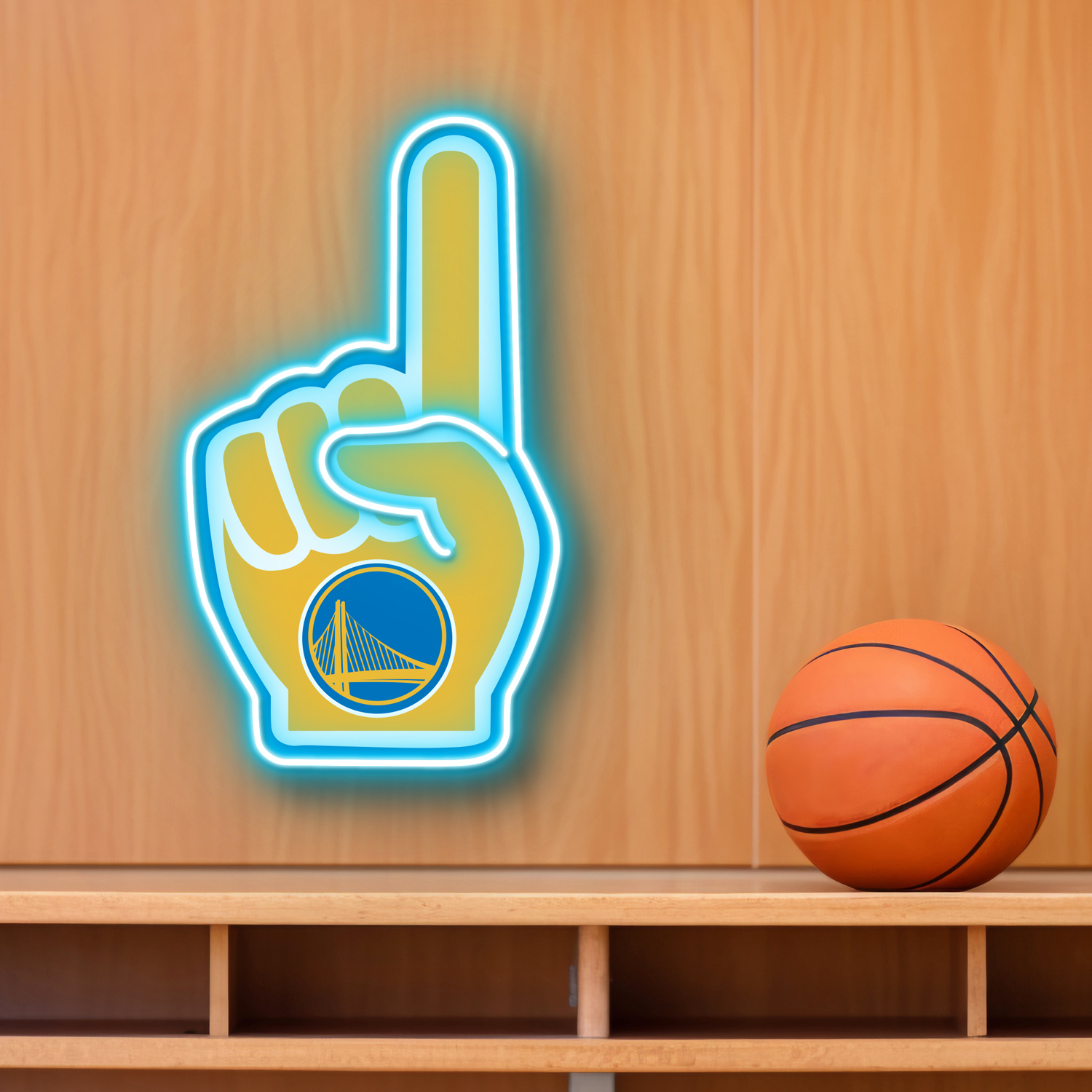 NBA Golden State Warriors Foam Finger Neon LED Sign #1 Basketball Acrylic Home Decor