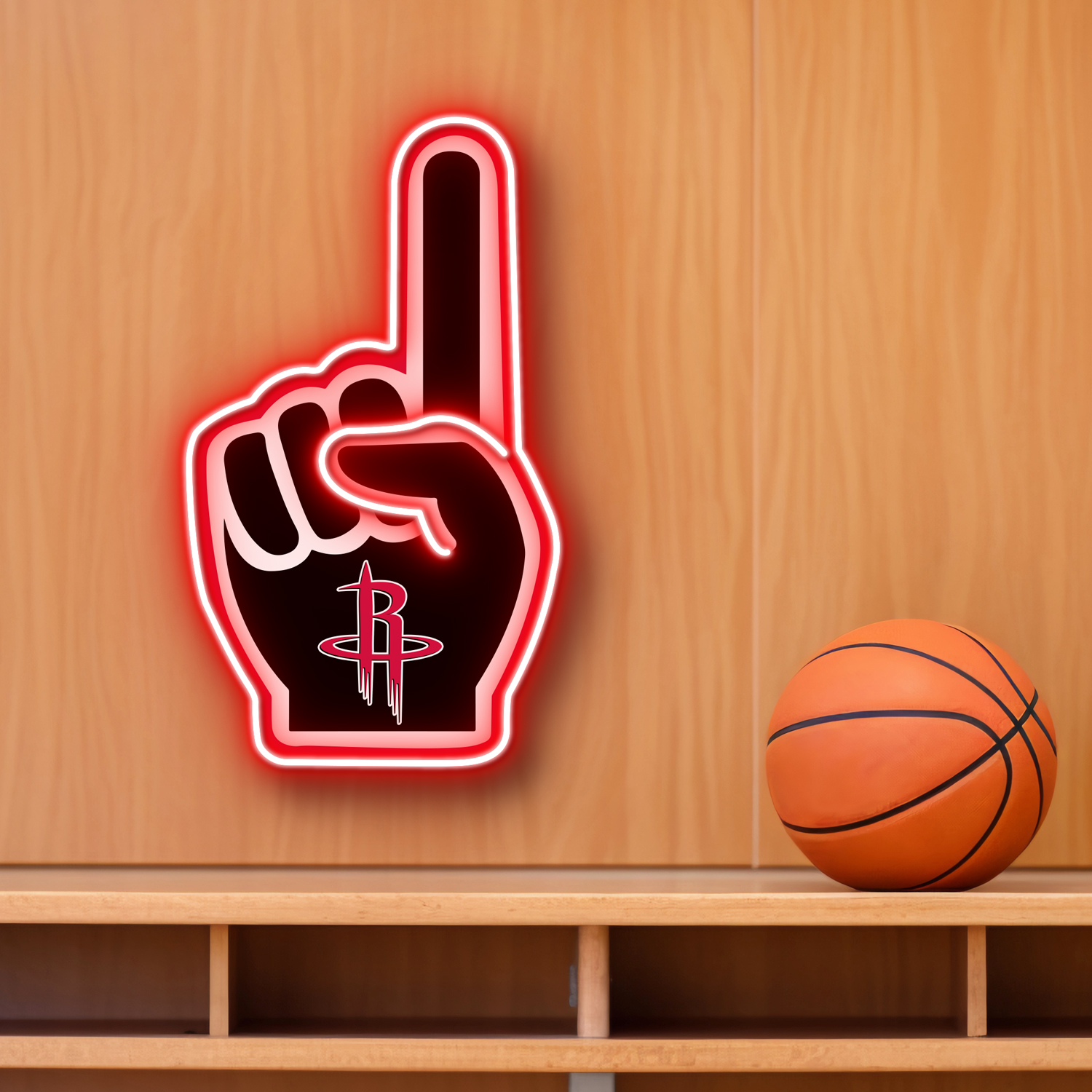 NBA Houston Rockets Foam Finger Neon LED Sign #1 Basketball Acrylic Home Decor