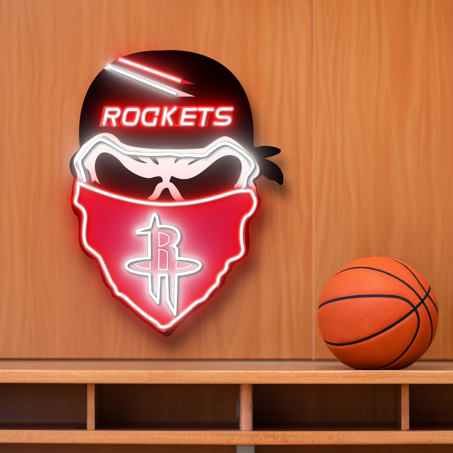 Houston Rockets Skull Neon LED Sign NBA Acrylic Artwork Home Decor