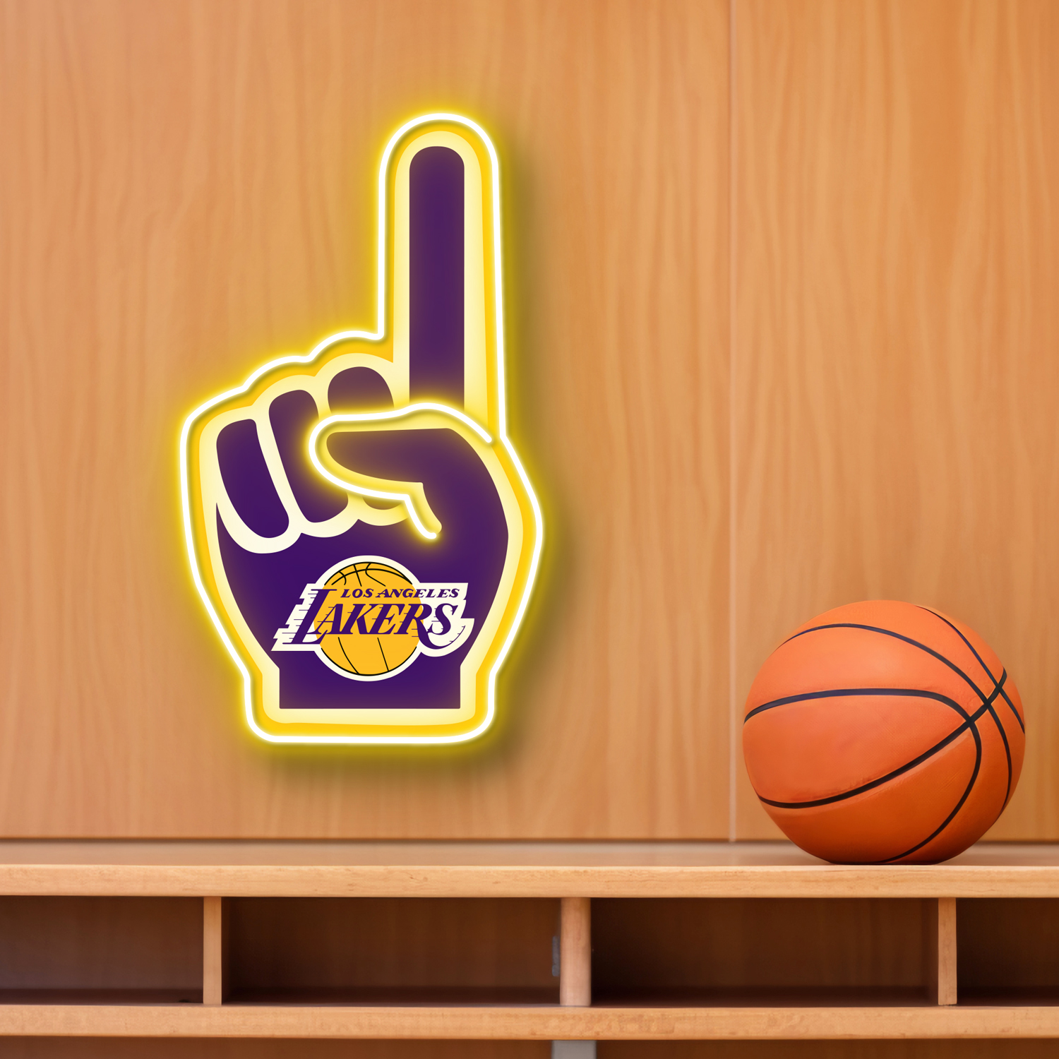 NBA Los Angeles Lakers Foam Finger Neon LED Sign #1 Basketball Acrylic Home Decor