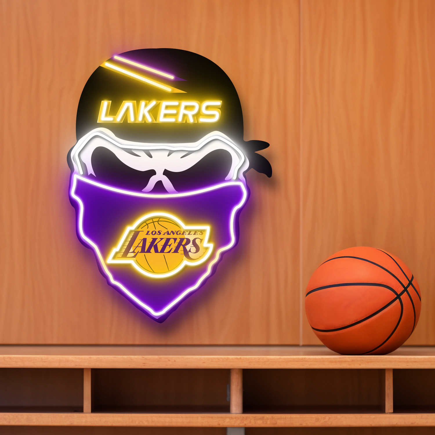 Los Angeles Lakers Skull Neon LED Sign NBA Acrylic Artwork Home Decor