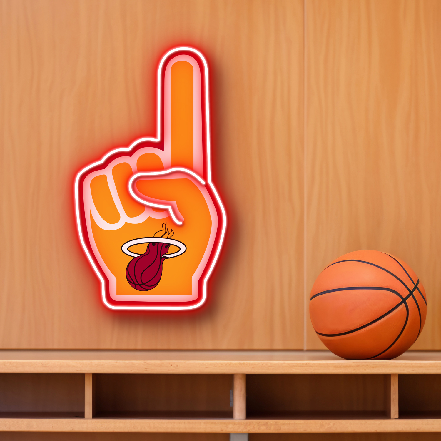 NBA Miami Heat Foam Finger Neon LED Sign #1 Basketball Acrylic Home Decor