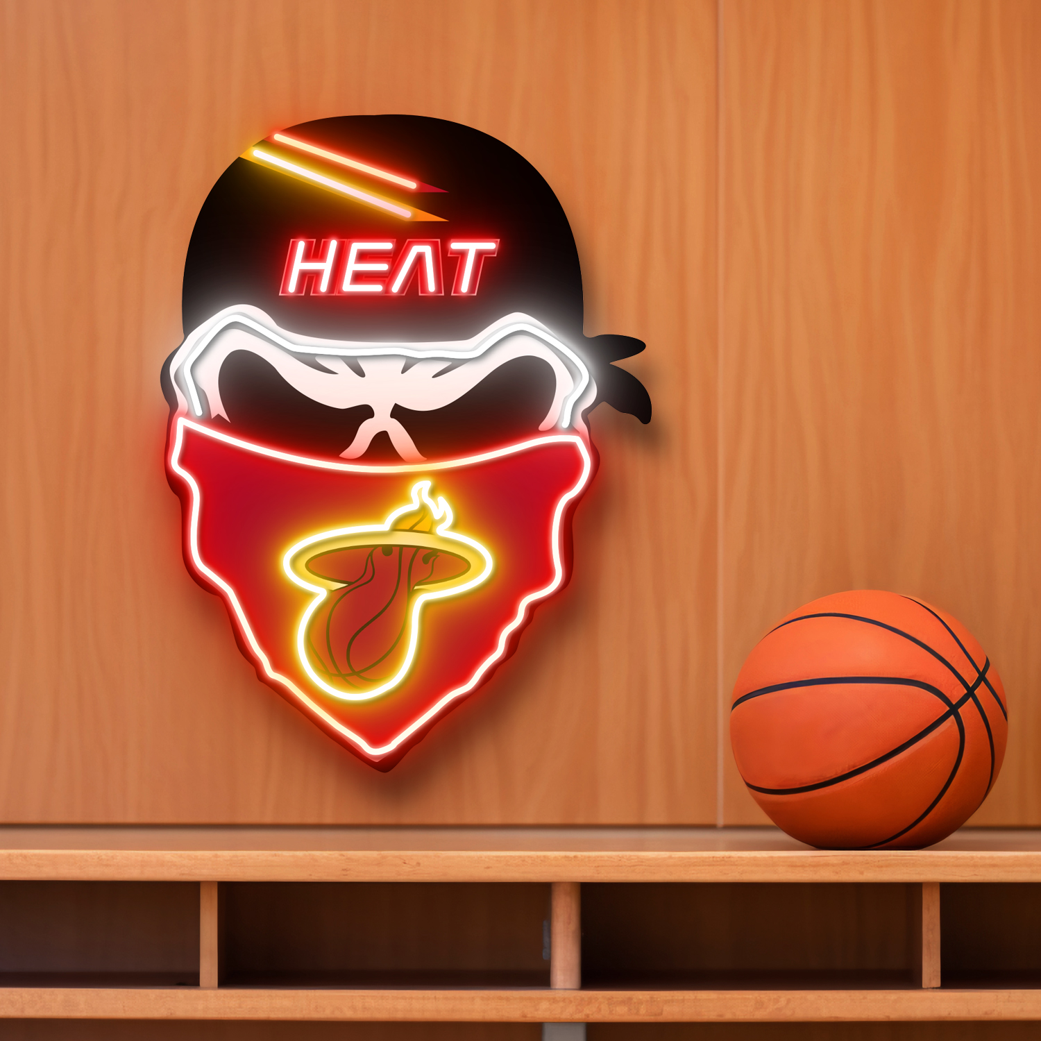 Miami Heat Skull Neon LED Sign NBA Acrylic Artwork Home Decor