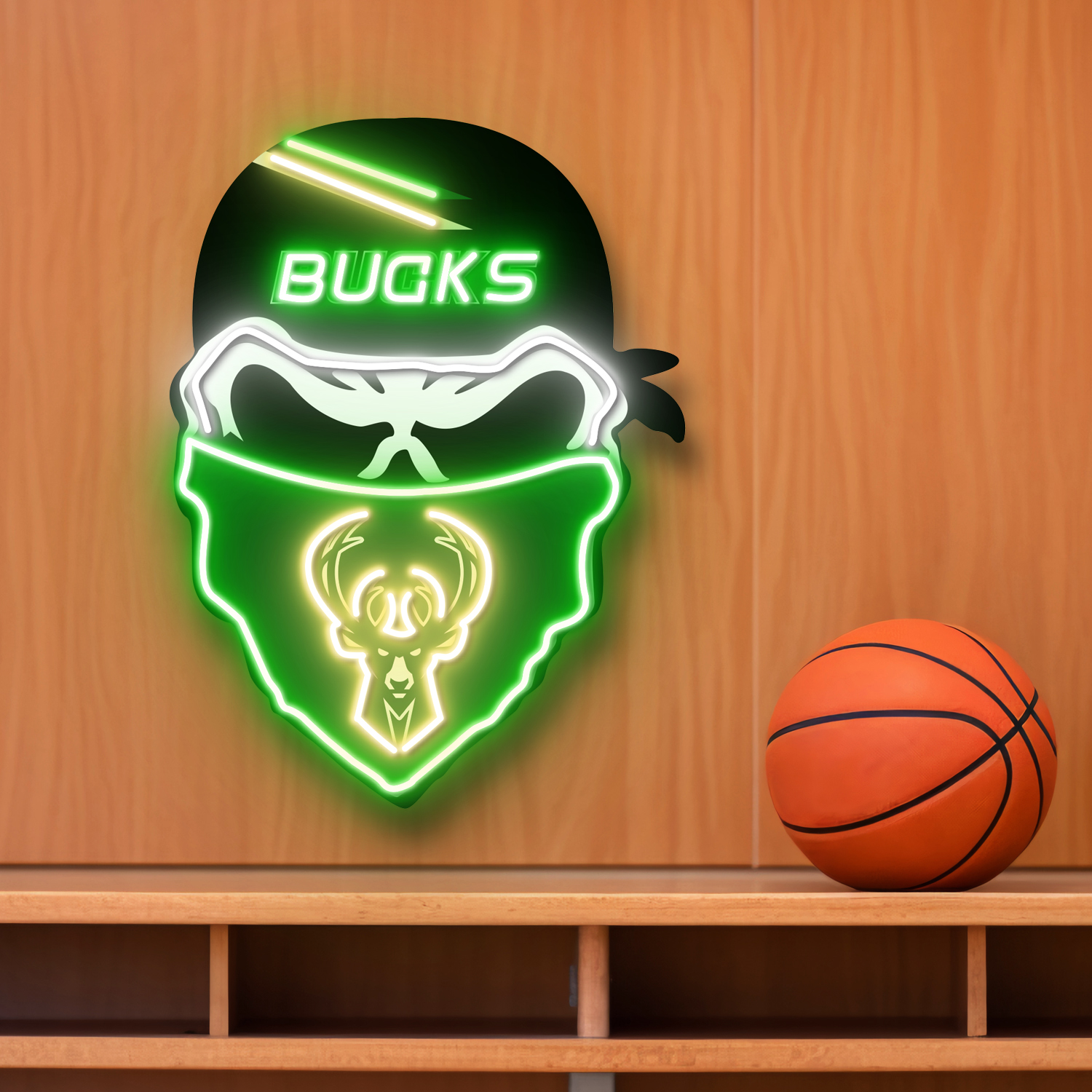 Milwaukee Bucks Skull Neon LED Sign NBA Acrylic Artwork Home Decor