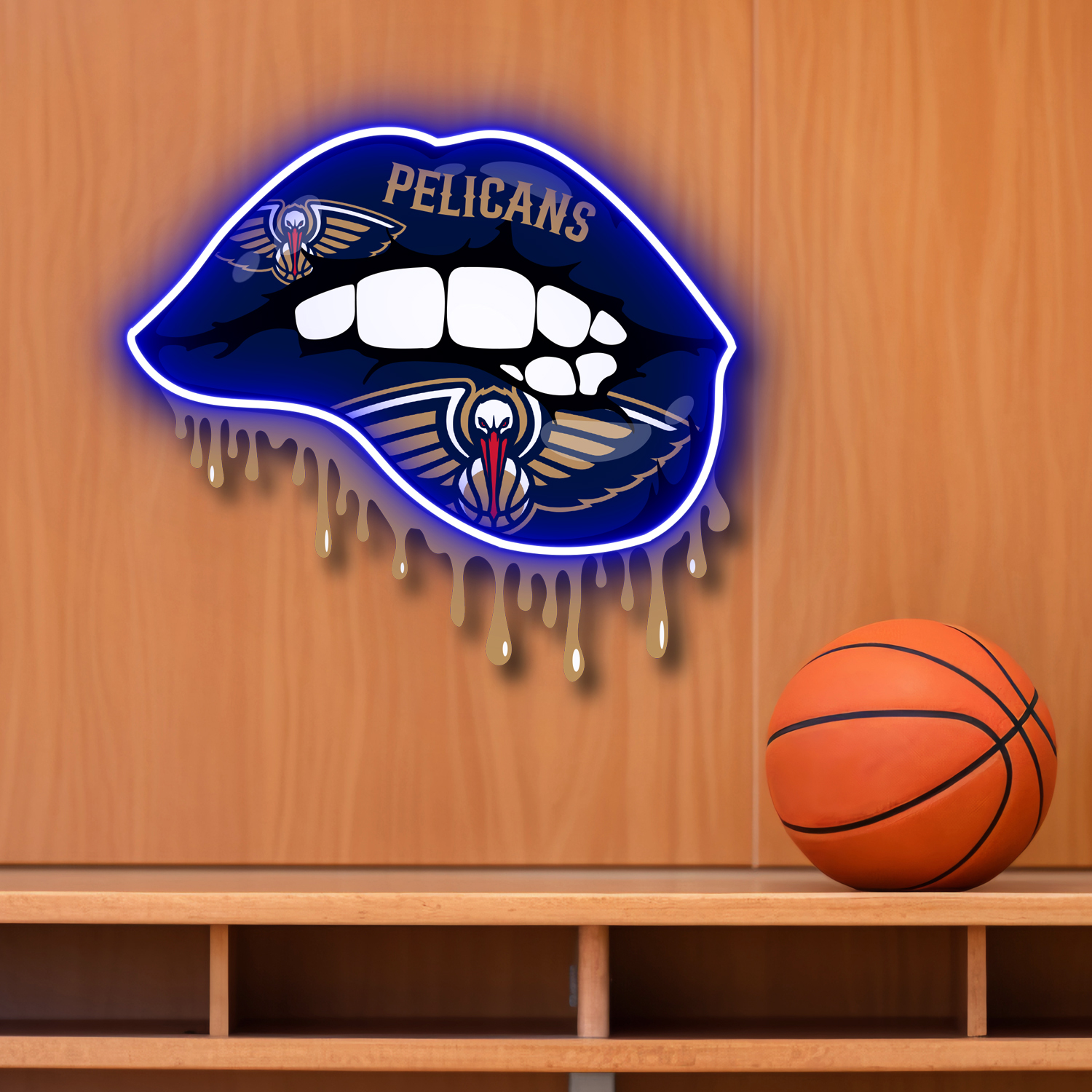 New Orleans Pelicans Dripping Lips Neon LED Sign NBA Fan Acrylic Artwork Home Decor