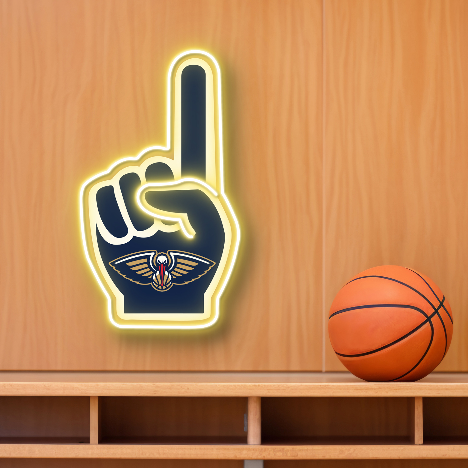 NBA New Orleans Pelicans Foam Finger Neon LED Sign #1 Basketball Acrylic Home Decor