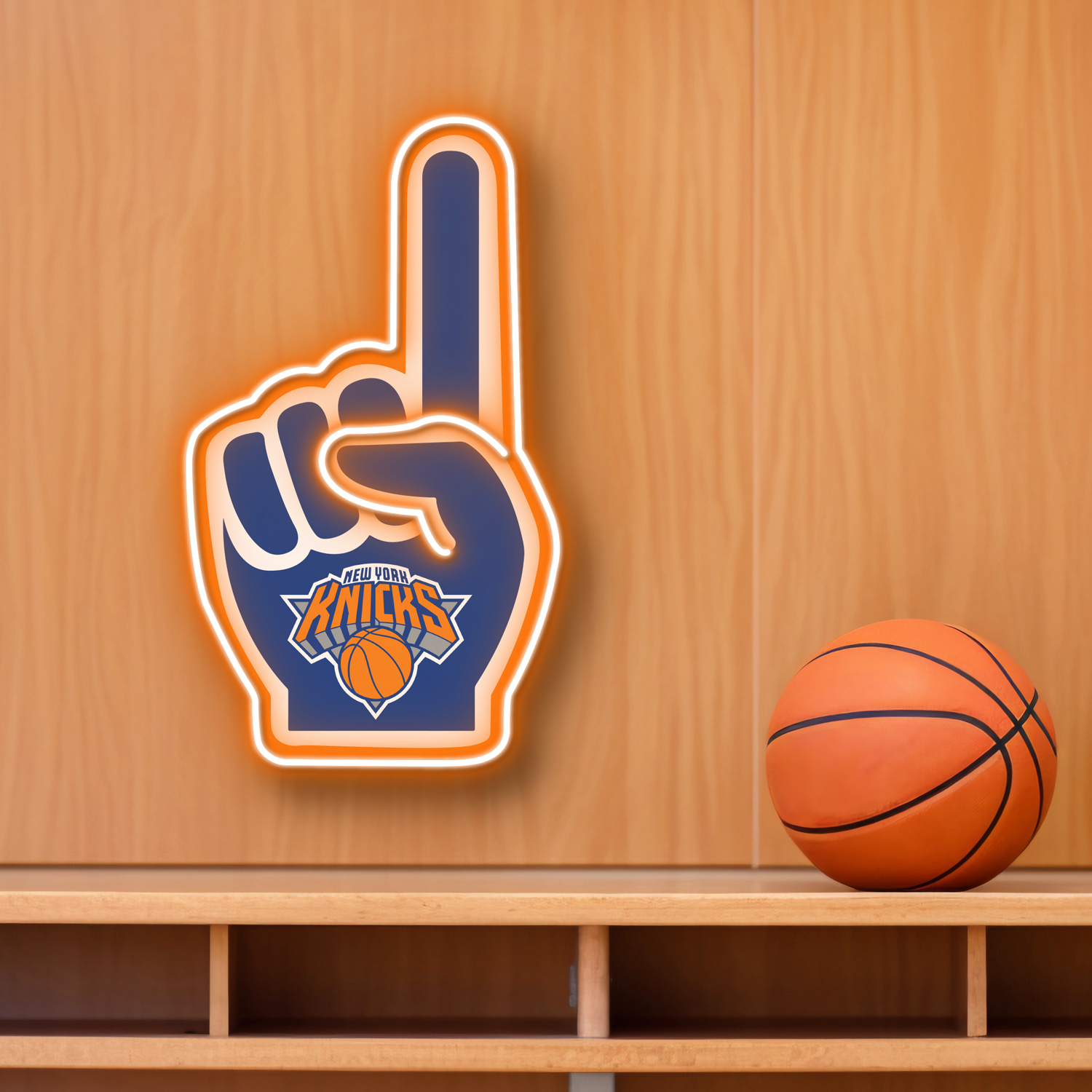NBA New York Knicks Foam Finger Neon LED Sign #1 Basketball Acrylic Home Decor